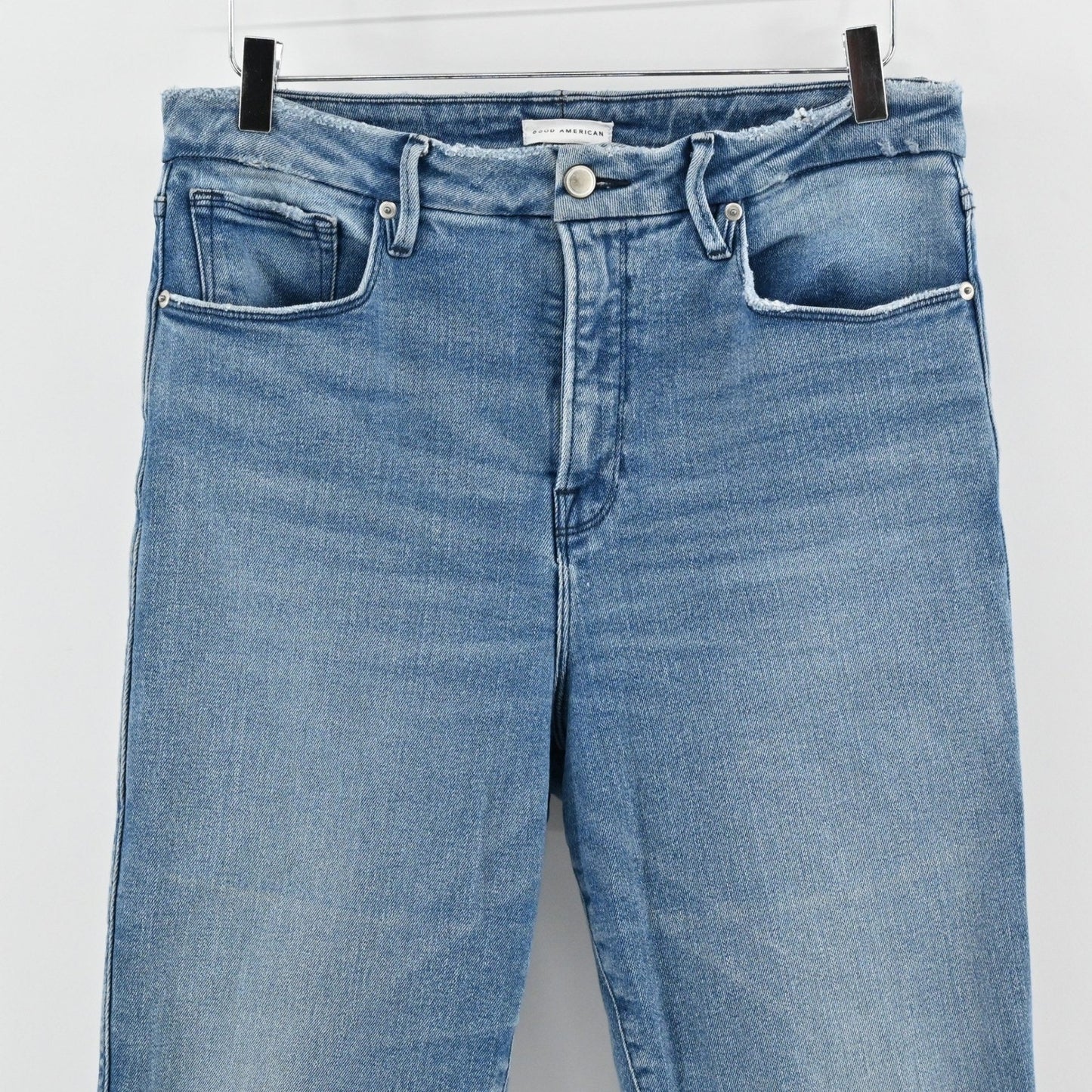Good American Womens Always Fits Good Legs Straight Jeans Size 32 Blue High Rise