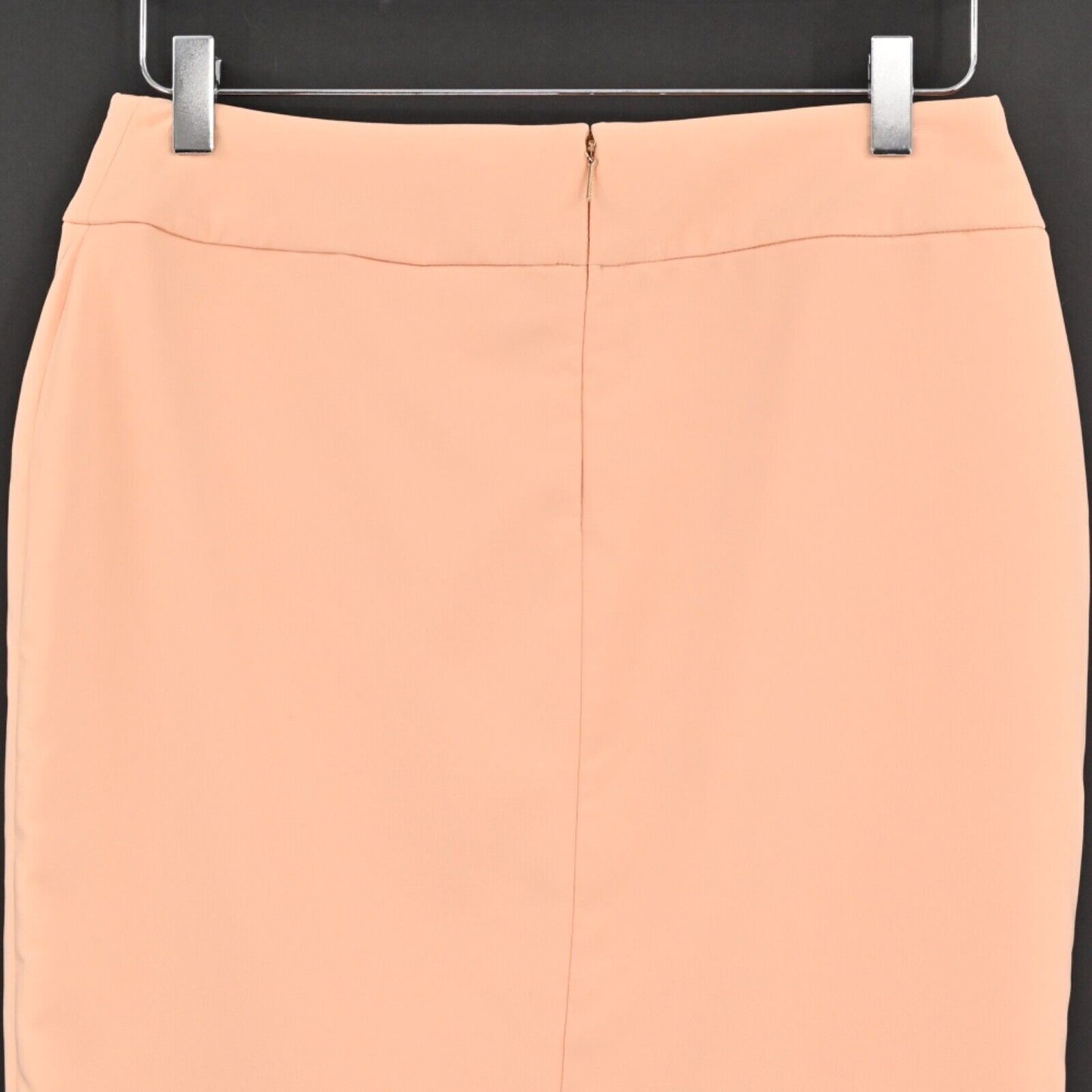 New CALVIN KLEIN Skirt Womens Size 6P Peach Coral Faux Wrap Pencil Pearl Button