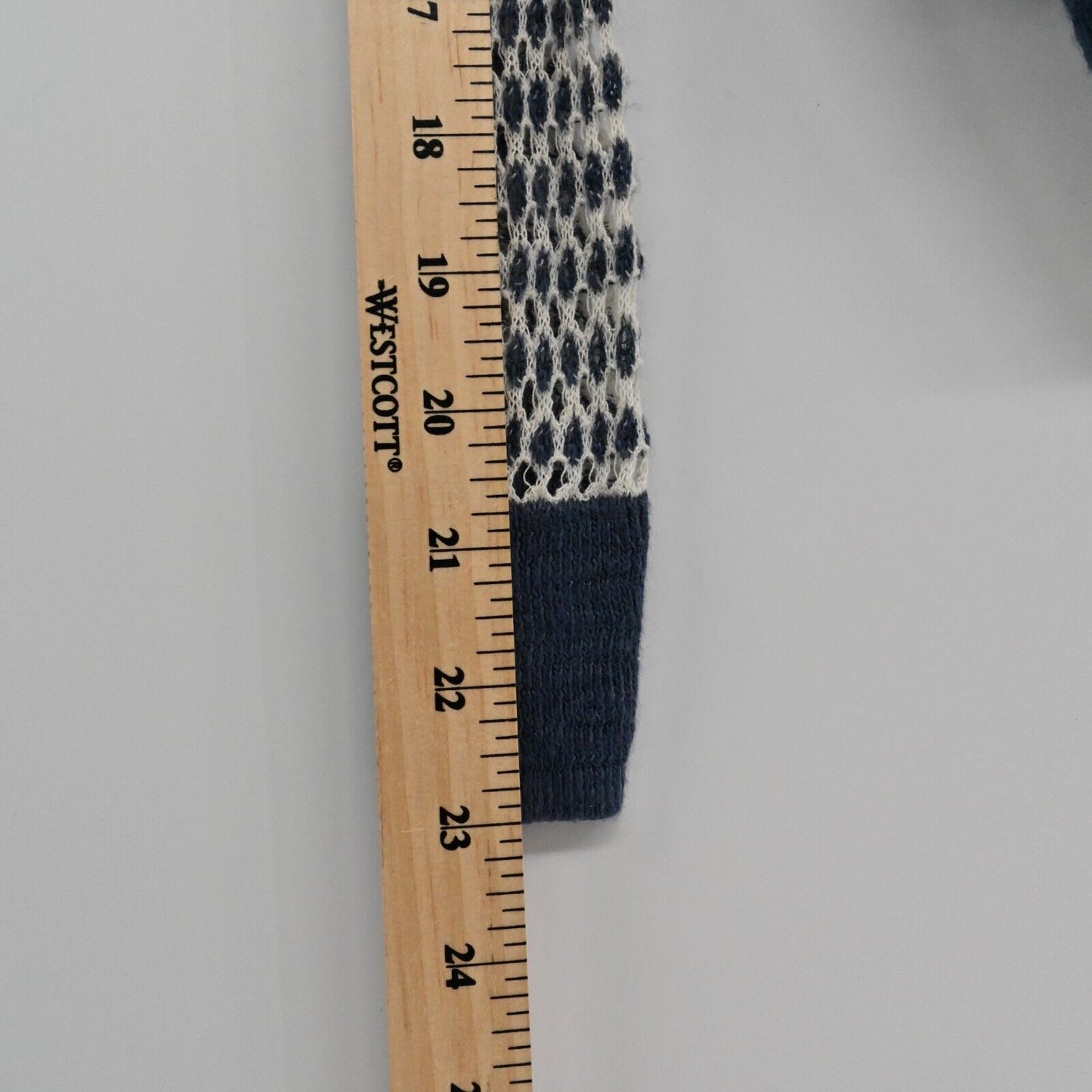 ABERCROMBIE FITCH Sweater Womens Size S Open Knit V Neck Long Sleeve Navy Ivory