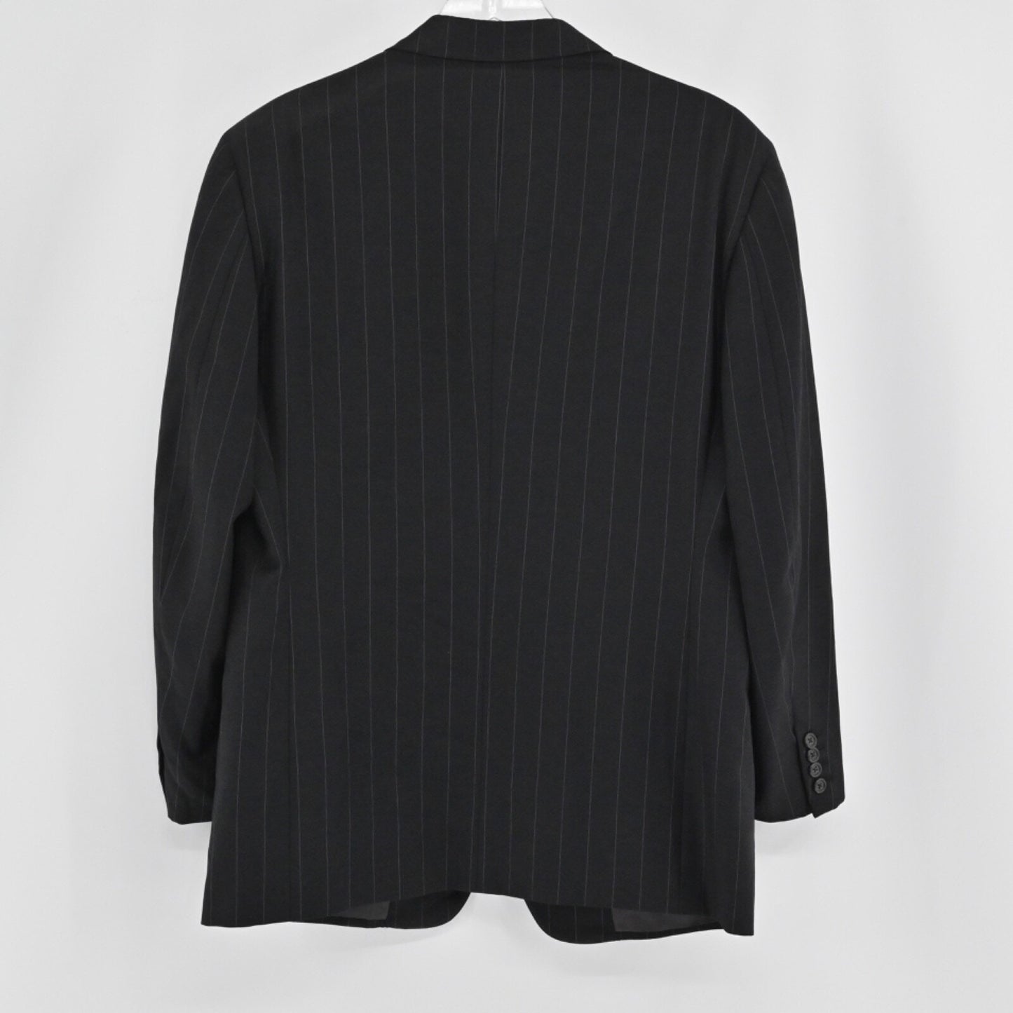 Vtg ERMENEGILDO ZEGNA Mens Pinstripe Blazer Size 46 Black Fine Worsted Wool 90s