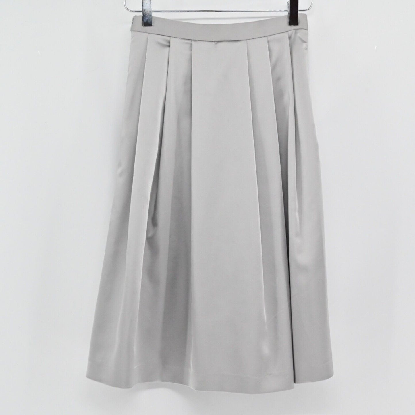 ZARA Pleated Skirt Womens Size XS Satin Gray Retro Academia Preppy Office Career