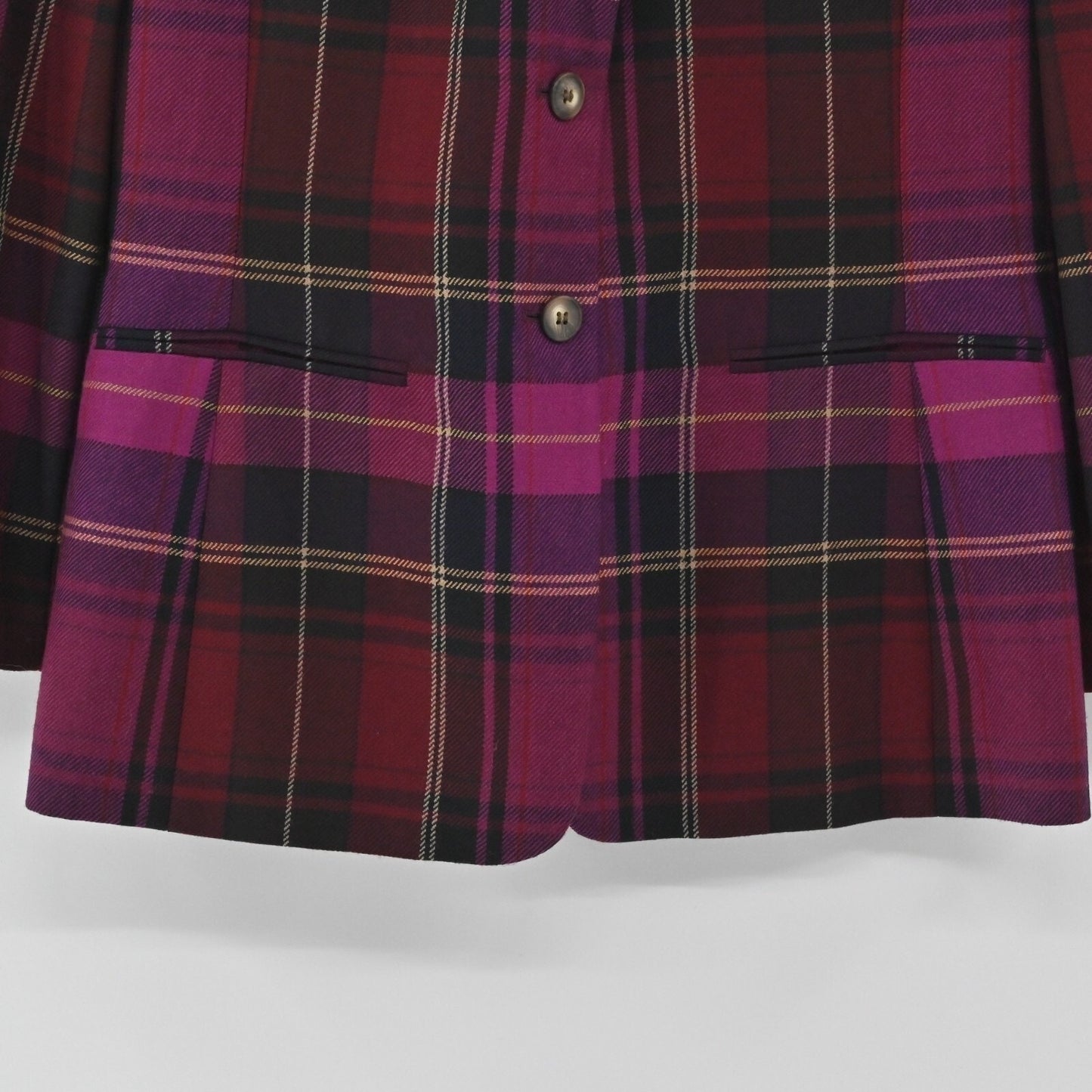 Vtg ELLEN TRACY Womens Wool Plaid Blazer Size 10 Purple Preppy Dark Academia Y2k