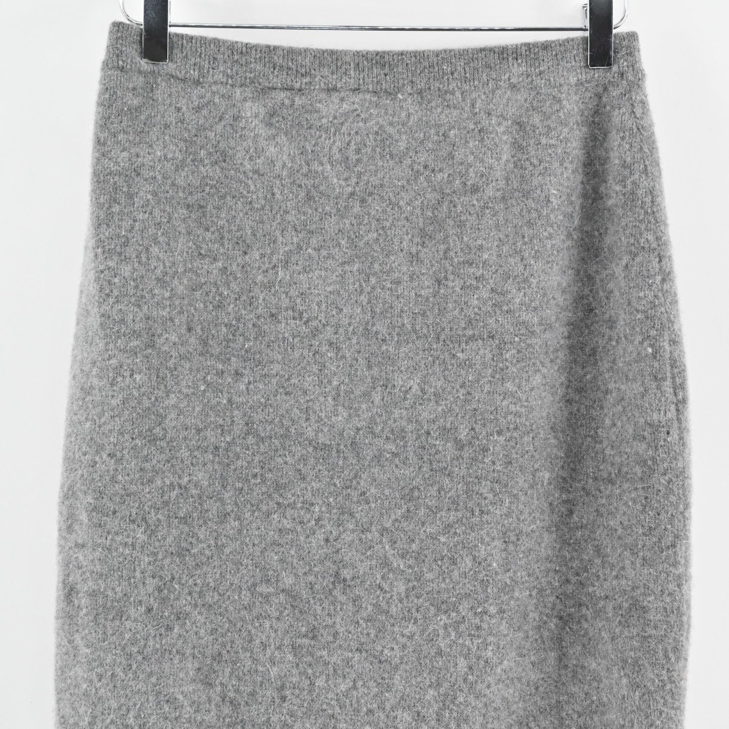 Vintage HUNT CLUB Skirt Sz M Gray Lambswool Angora Knit Pencil Pull On Academia