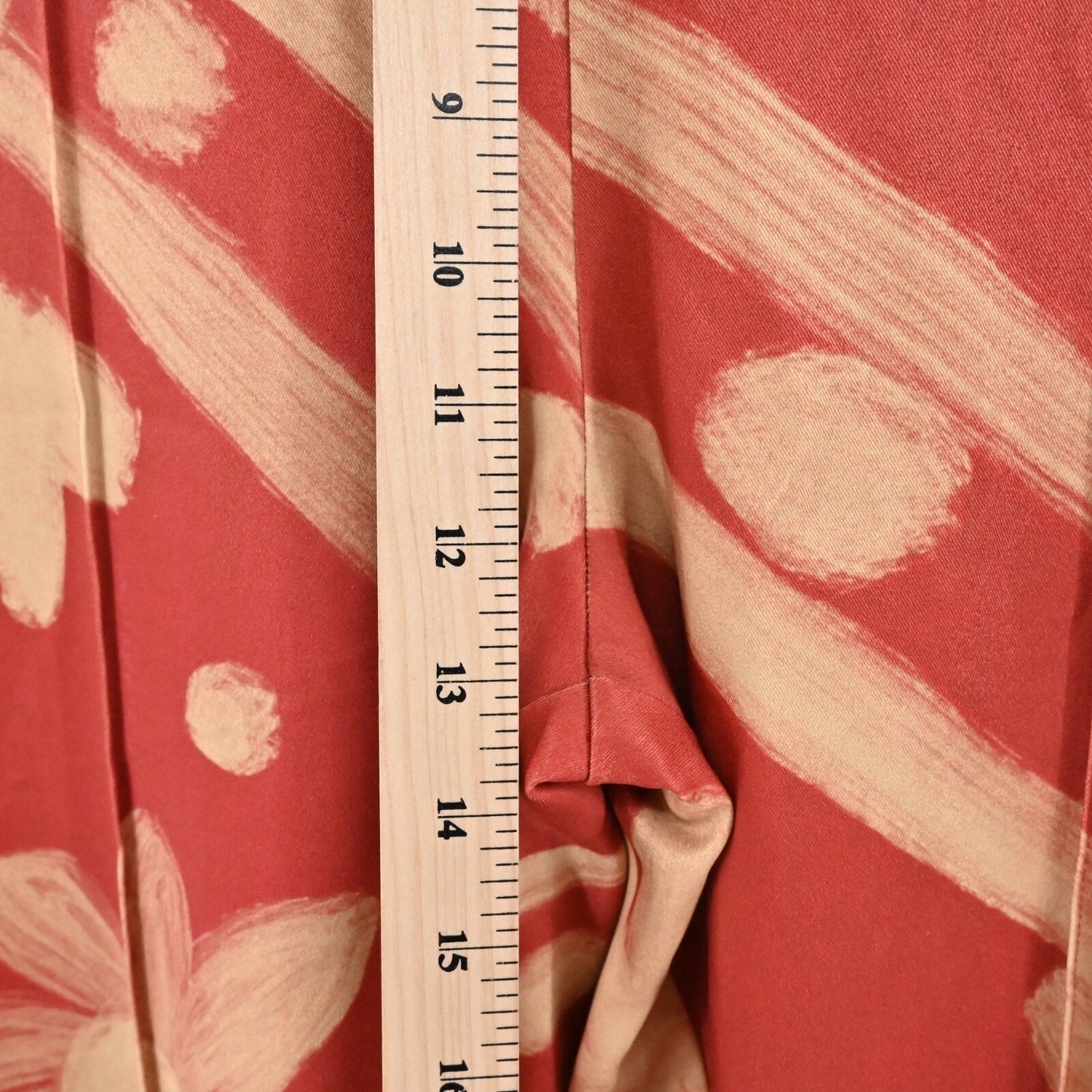FELIPE DE LA PAVA Womens Flare Pants Sz L Coral Floral High Rise Retro Boho 70s