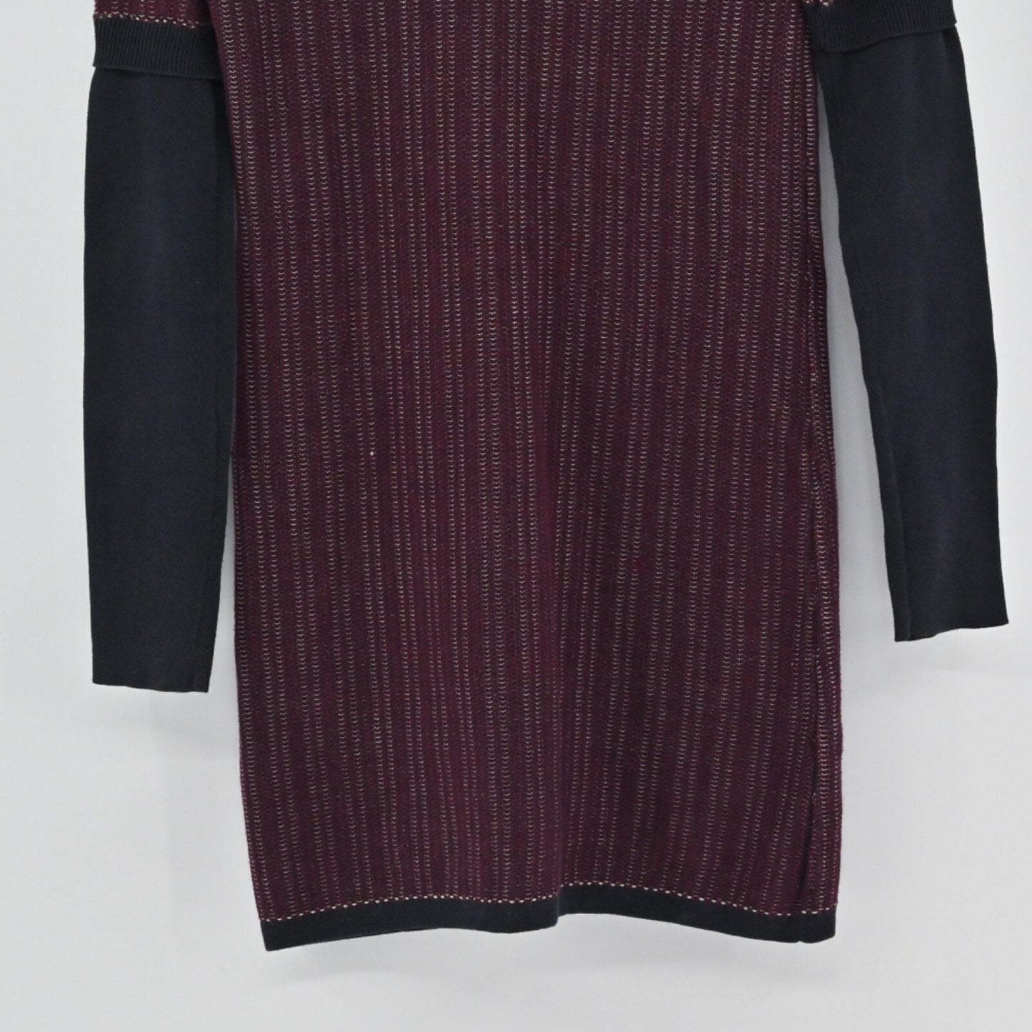 DEREK LAM Sweater Dress Size S 10 CROSBY Mini Wine Black Stripe Cotton Purple
