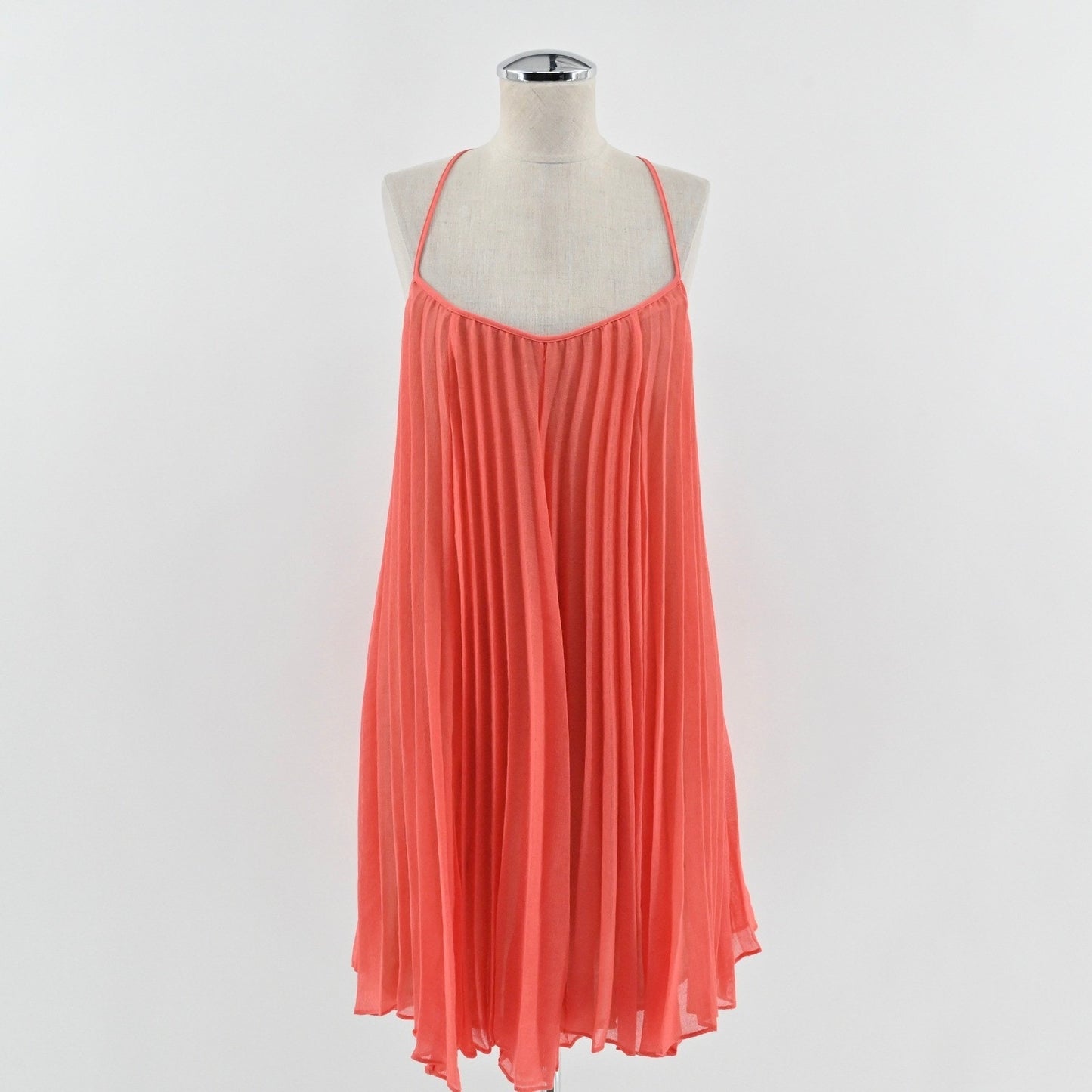 BCBGMAXAZRIA Gisselle Pleated Mini Dress Size XS Coral Sleeveless Bohemian NEW