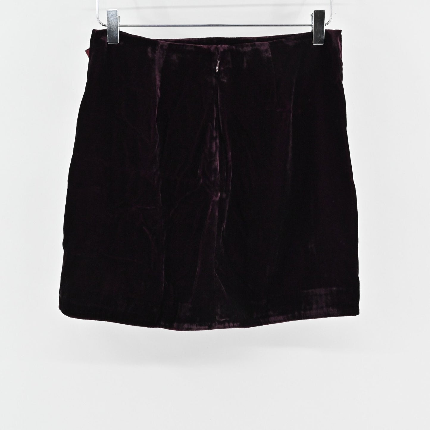 LOVERS FRIENDS Womens Lisa Velvet Skirt Size M Maroon Ruffle Holiday Party NEW