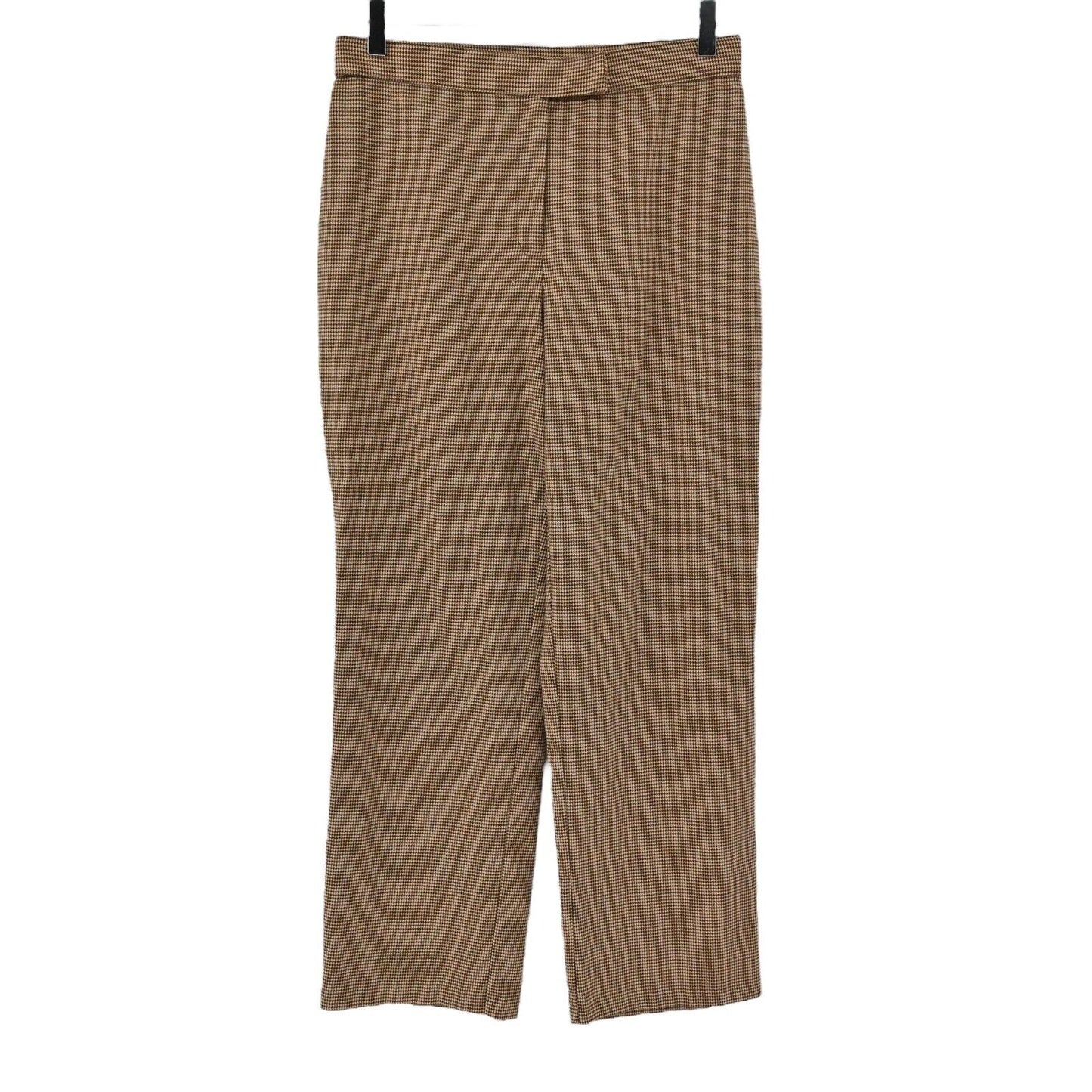 Vtg SAG HARBOR Pants Womens Sz 8P Stretch Houndstooth Black Tan Wide Leg Trouser