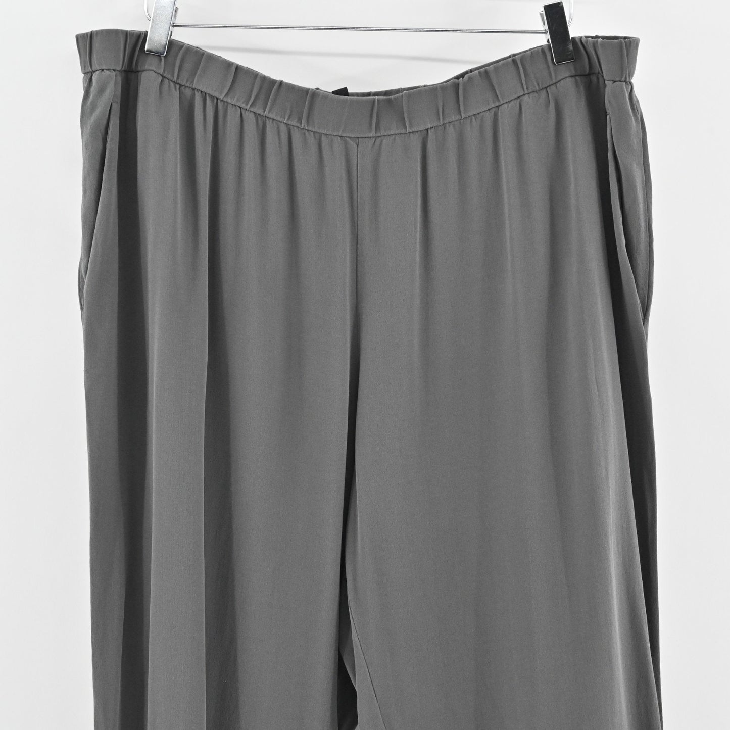 Eileen Fisher Womens Gray Silk Chiffon Pants Size XL High Rise Tapered Leg