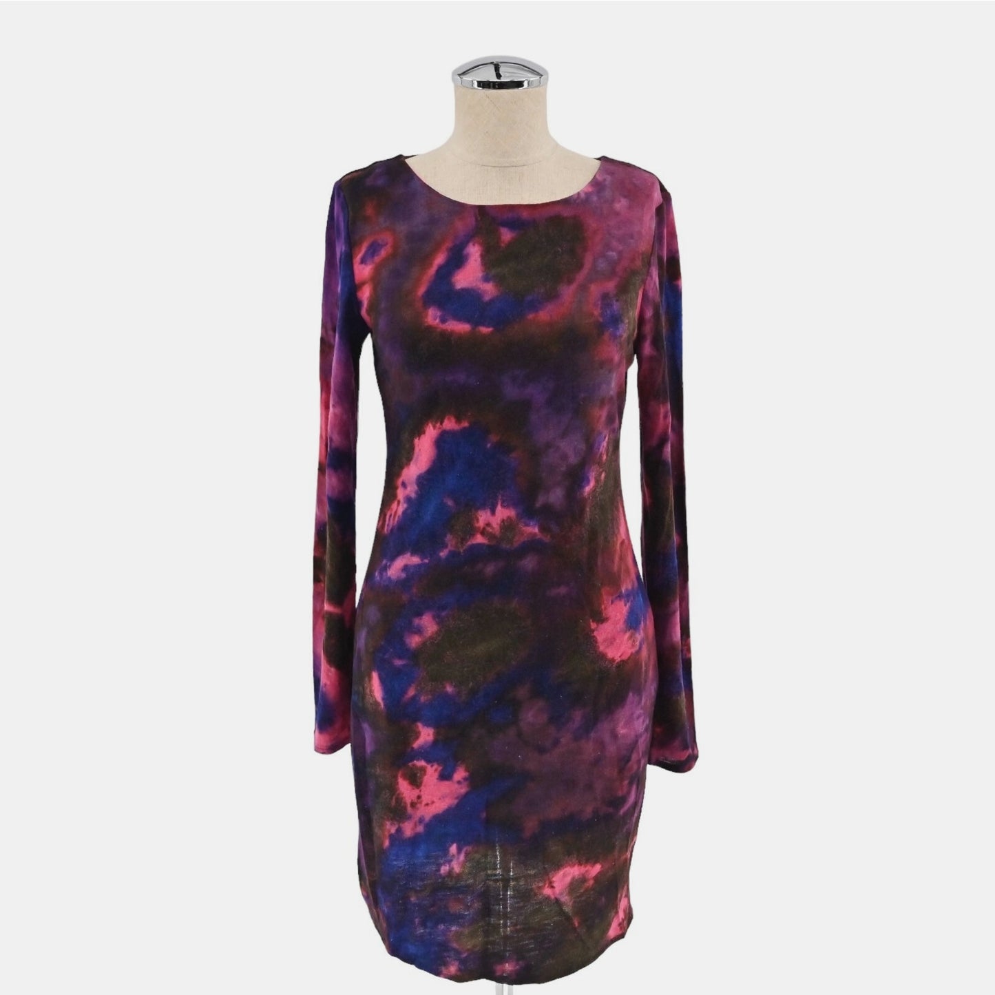 ALICE OLIVIA Womens Long Sleeve Knit Dress Sz S Pink Purple Floral Dopamine Mini