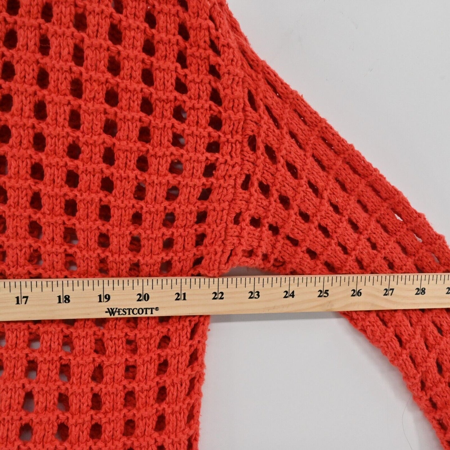 FREE PEOPLE Sweater Womens Size S Red Open Knit Long Sleeve Roll Neck Top Boxy