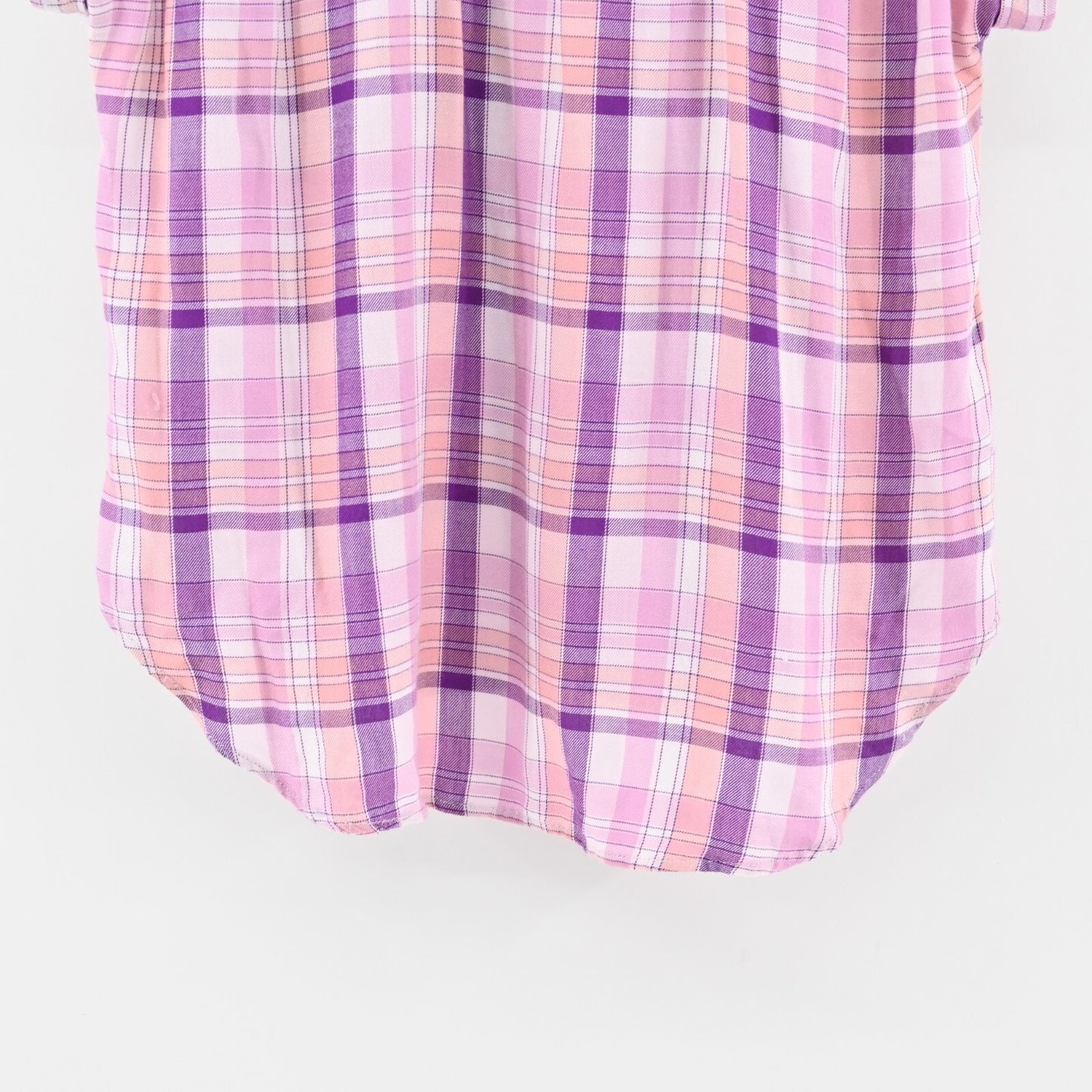CLOTH STONE Top Womens Sz S Pink Purple Plaid Button Front Short Sleeve Western