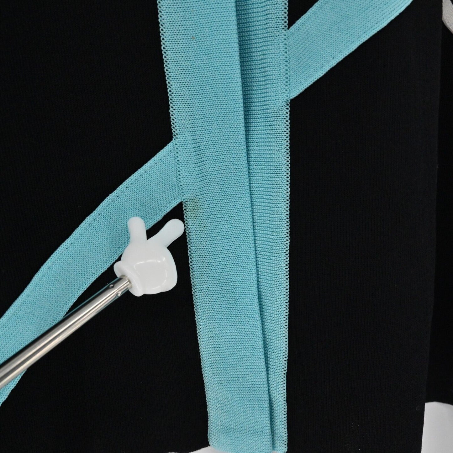 MISOOK Sweater Womens Size M Exclusively Knit Black Cardigan Blue Capsule Retro