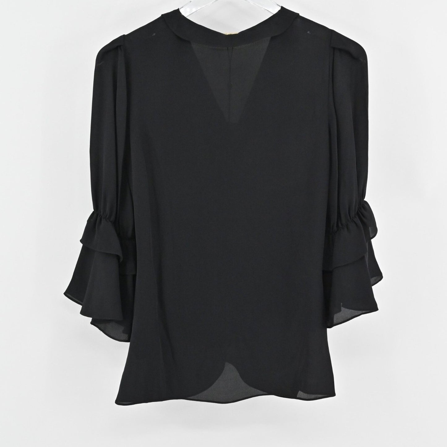 KOBI HALPERIN Womens Silk Top Size XS Demy Black Ruffle Whimsigoth Blouse NEW