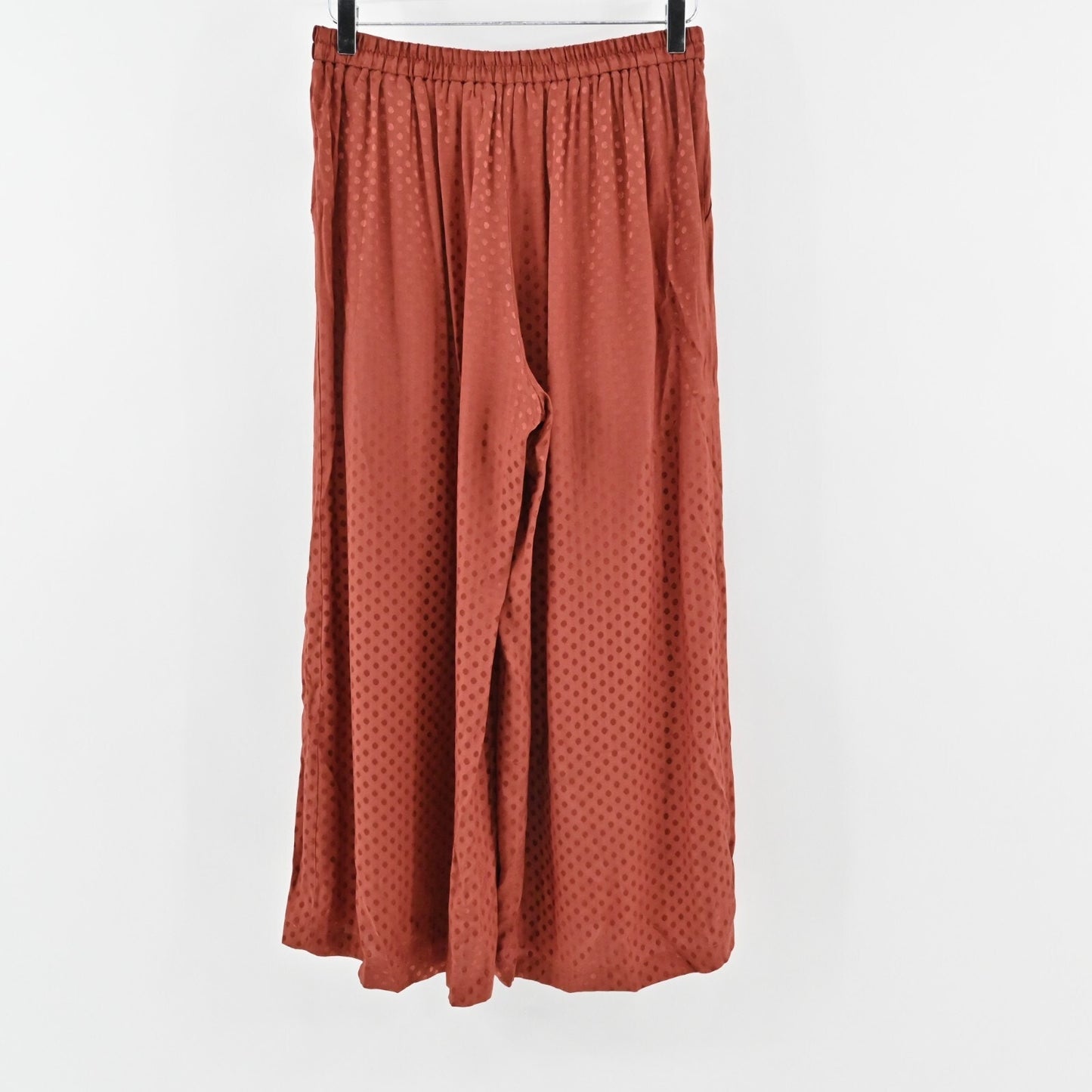 ANTHROPOLOGIE Wide Leg Pants Womens Size S Dolan Rust Polka Dot Crop Pull On
