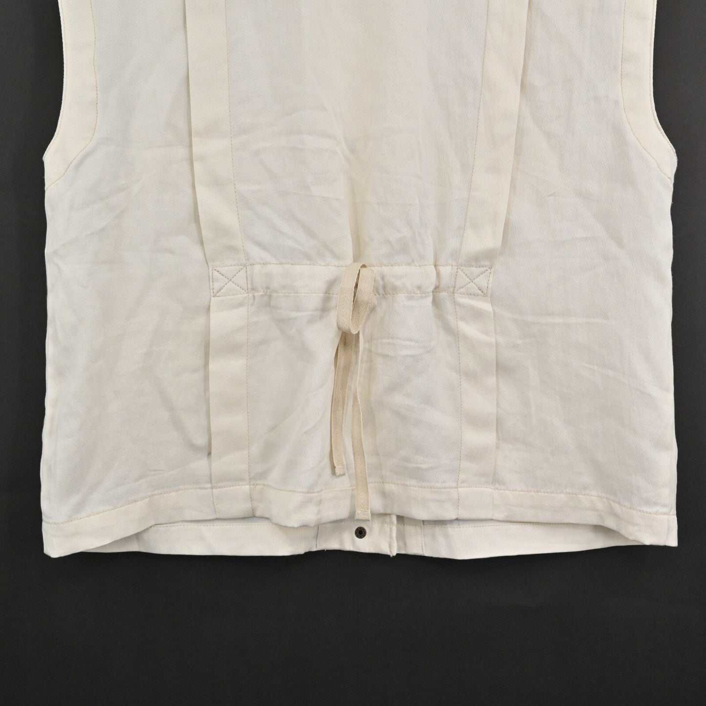 ANTHROPOLOGIE Sleeveless Jacket Womens Size M Ivory Utility Button Safari Vest