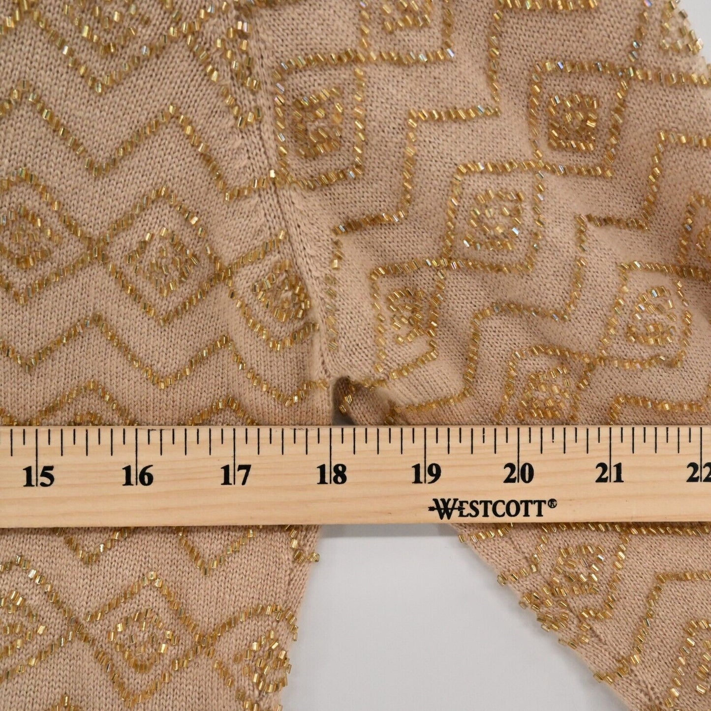 Vtg CARLISLE Sweater Womens Size Small Cashmere Silk Beaded Knit Geometric Print