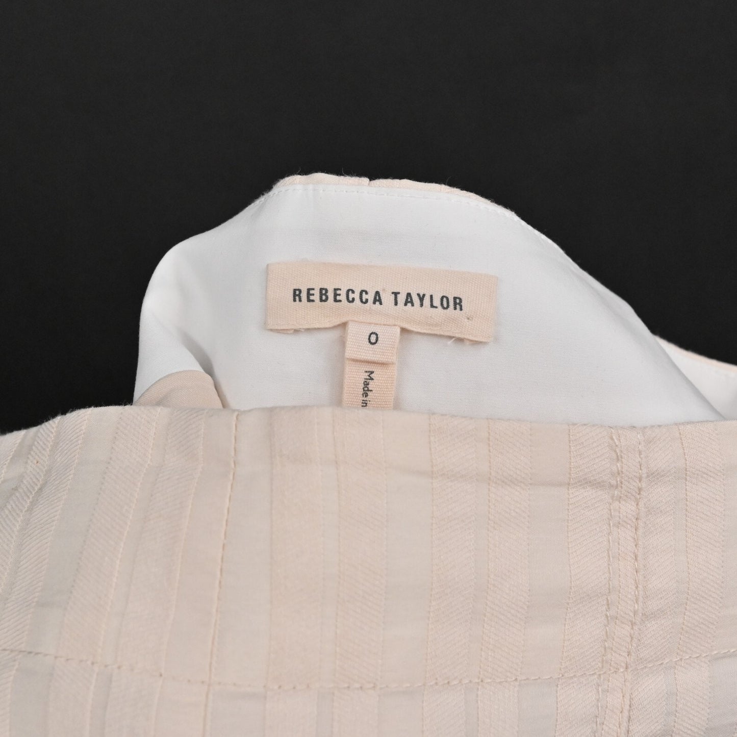 REBECCA TAYLOR Linen Pants Womens Size 0 Textured Stripe Cream Wide Leg Crop