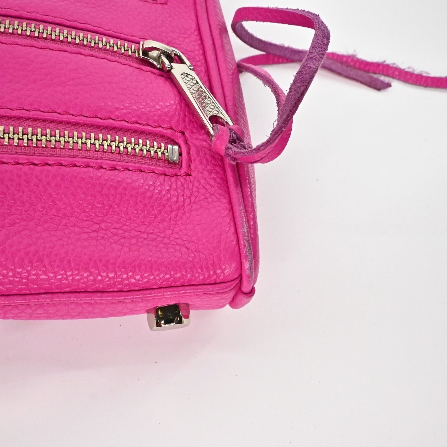 Rebecca Minkoff Mini 5 Zip Rocker Pink Crossbody Bag Leather Silver Maximalist