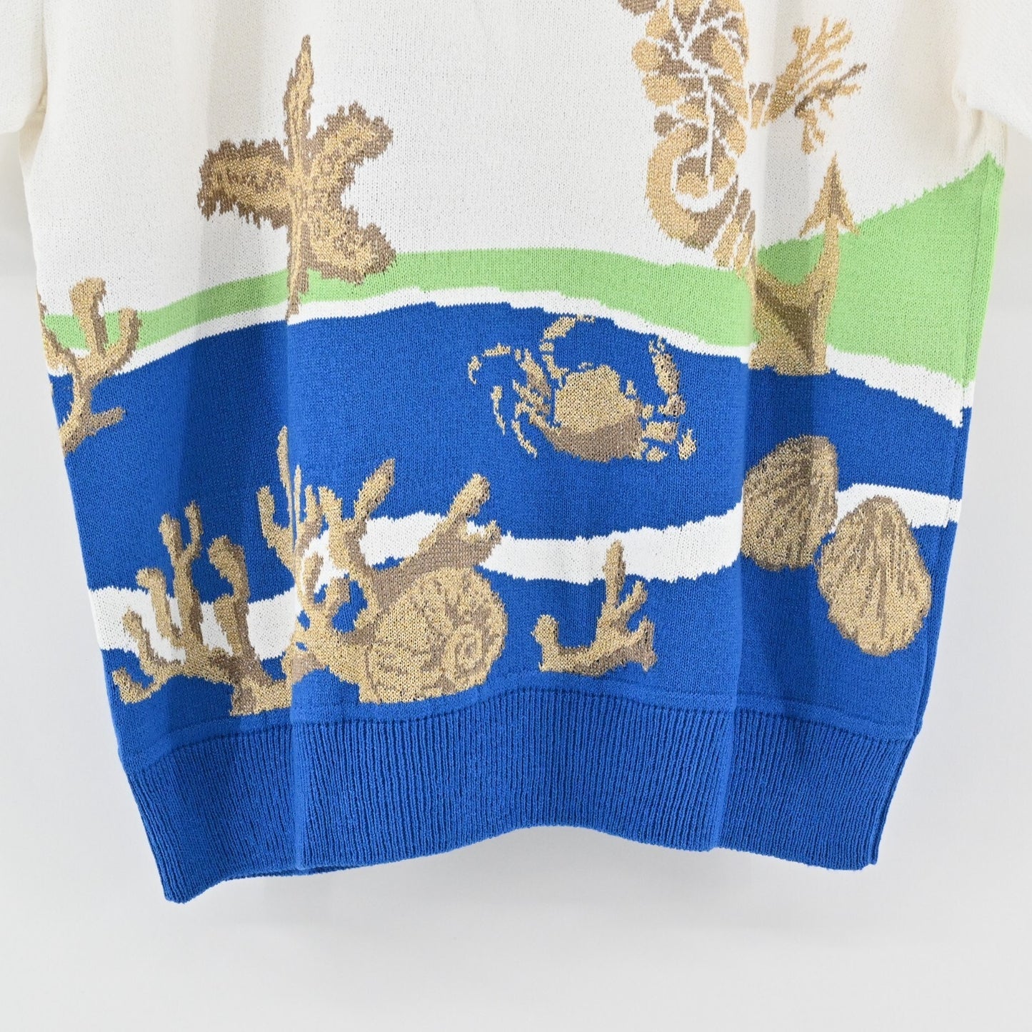 ST JOHN Sweater Womens Size MP Santana Knit Wool Blend Nautical Ocean Dog Show