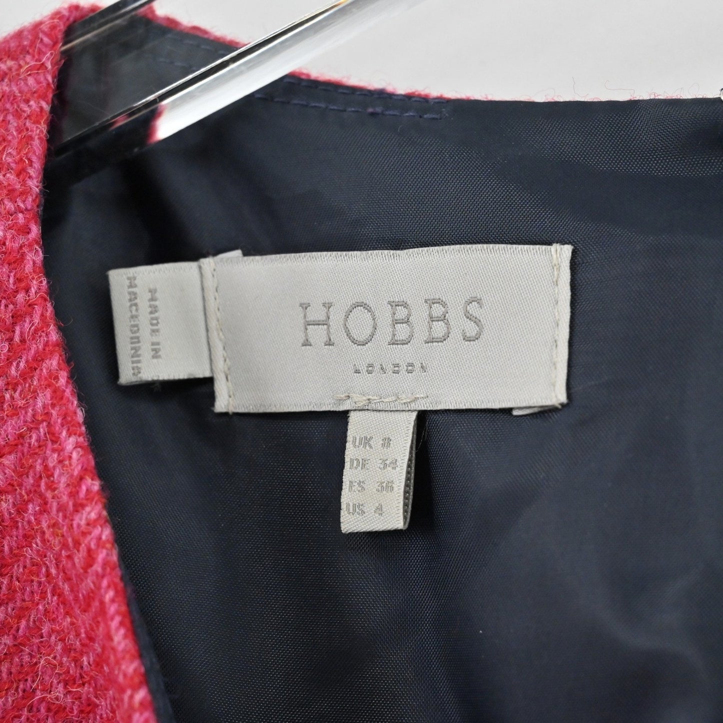 Hobbs London Womens Wool Short Sleeve Dress Size 4 Red Pink Classic Workwear