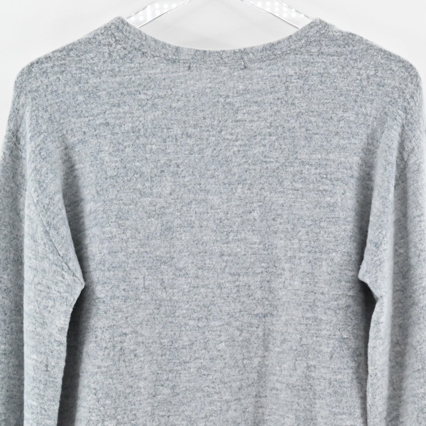 NWOT Anthropologie Sweater Eri Ali Sasha Hacci Top Gray SOFT Ruffle Cozy Size S