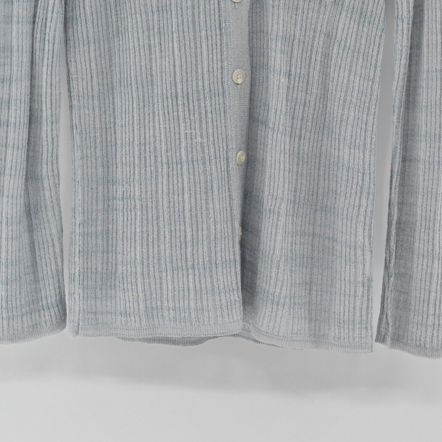 Vtg GISPA Top Womens Sz M Gray Ribbed Knit Pocket Button Up Italy Retro 00s Y2K