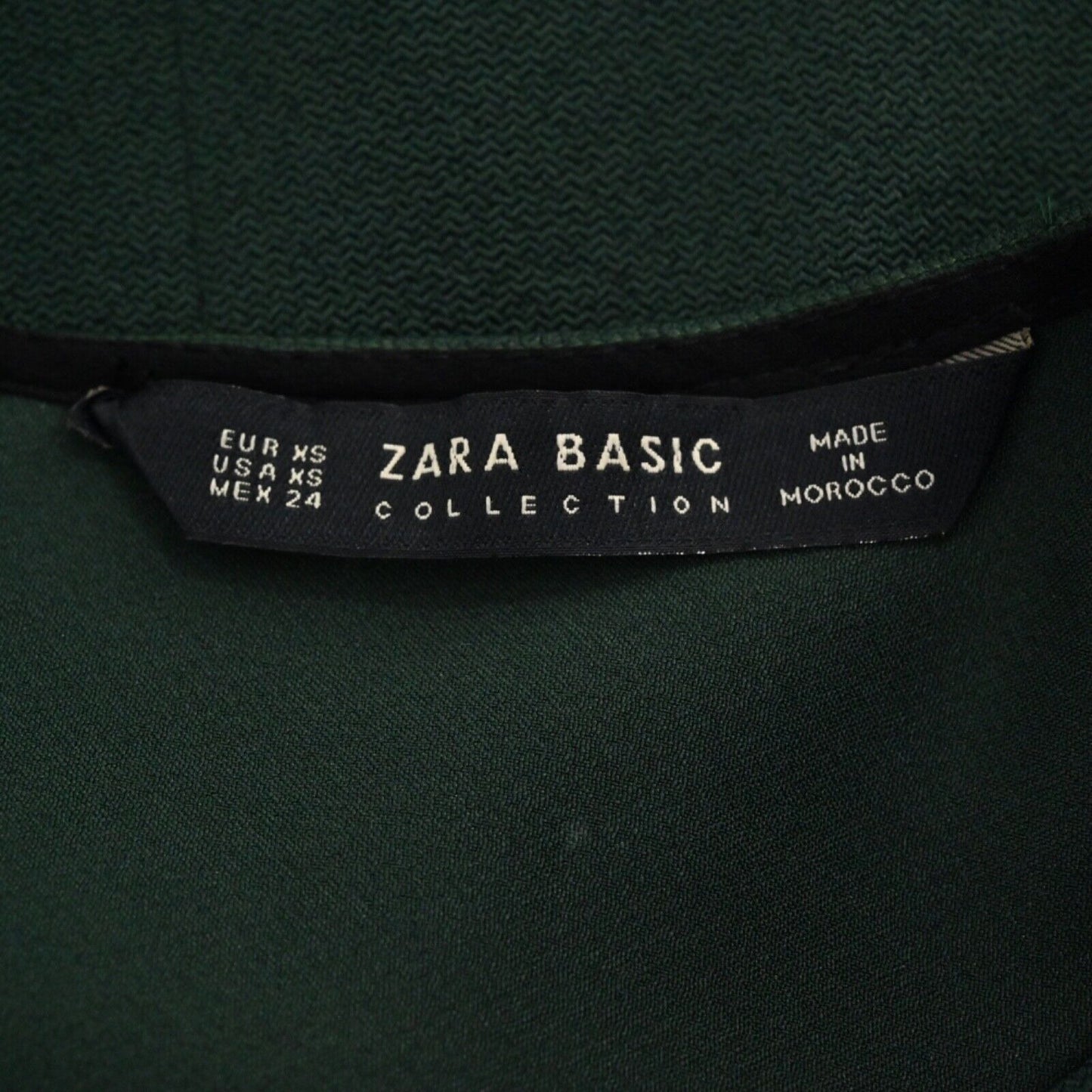 ZARA Skirt Set Womens Size XS Blouse Pleated Velour Emerald Green Retro Career