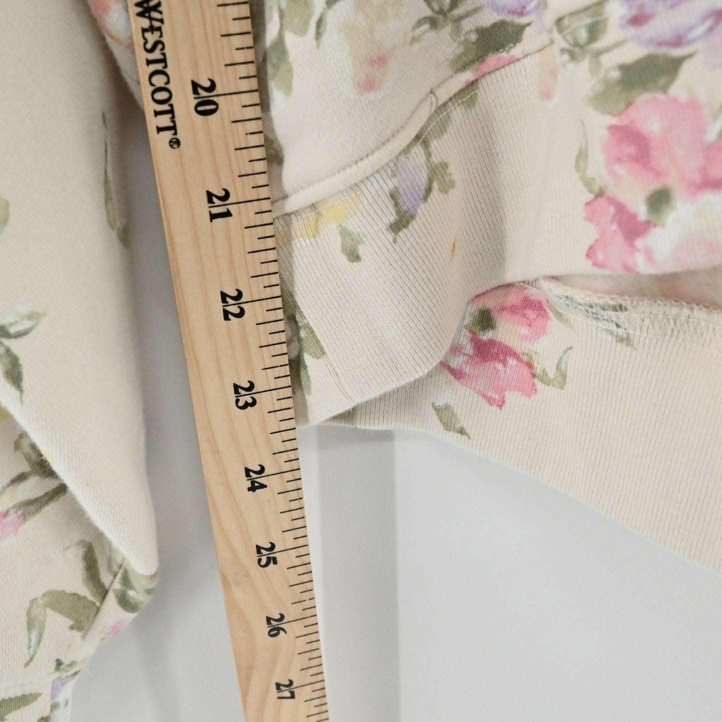 GAP LoveShackFancy Floral Hoodie Womens Size M Cropped Sweatshirt Logo Pullover