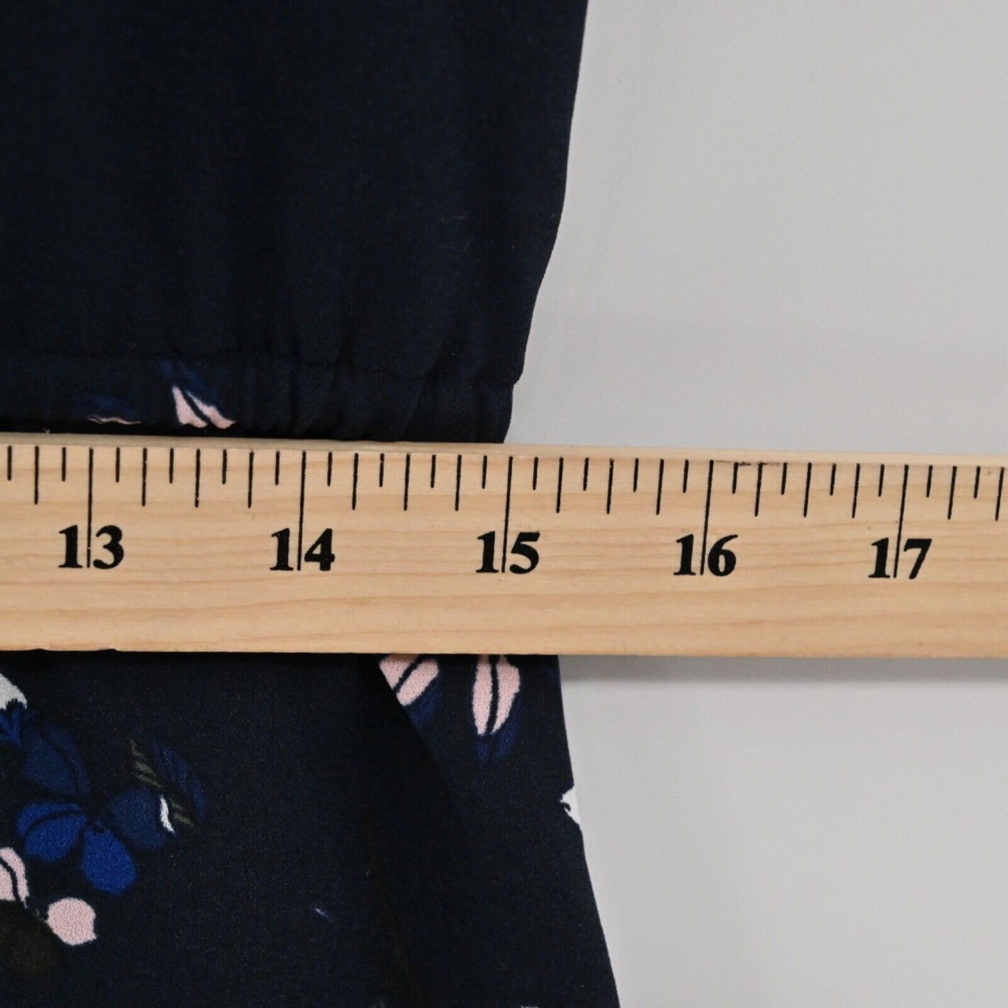 41 HAWTHORN Dress Womens Sz L Navy Blue Floral Sleeveless Tie Waist Claira Shirt