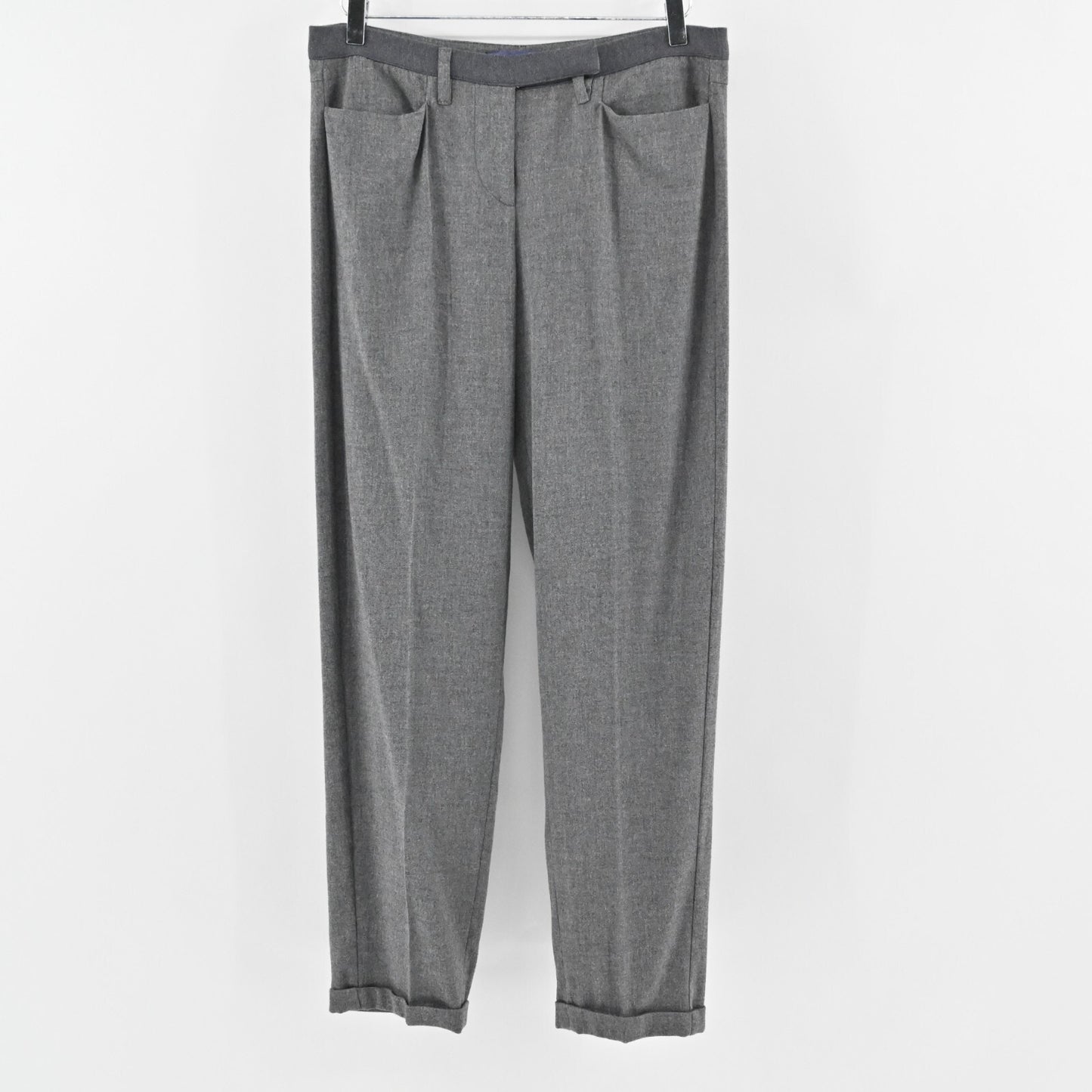 LES COPAINS Pants Womens Size 42 Blue Label Gray Wool Blend Straight Leg Trouser