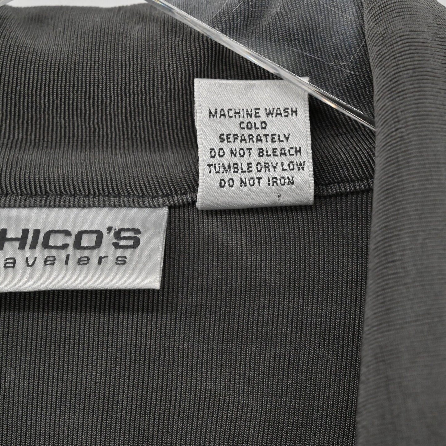 CHICOS Sweater Womens Sz M Travelers Collection Slinky Knit Jacket Grey Capsule