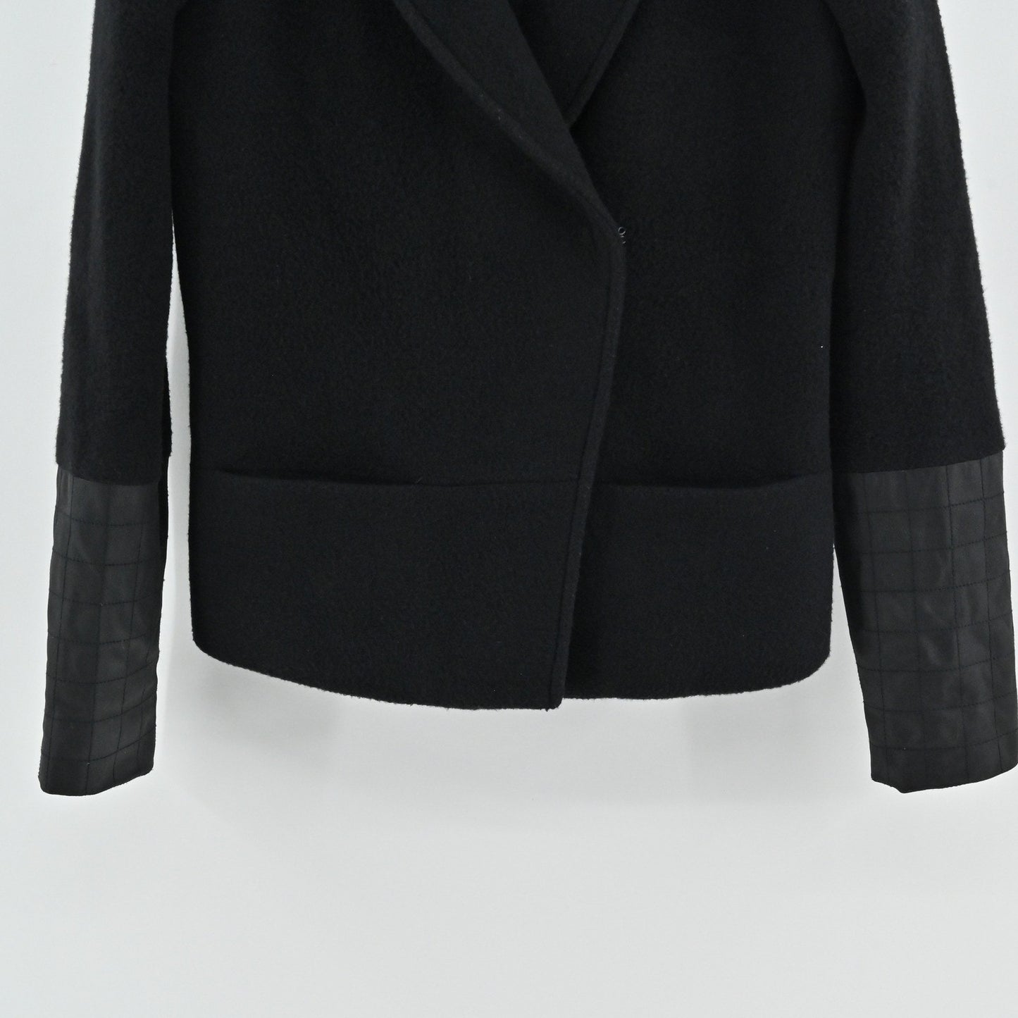 Theory Womens Ponette Jacket Size 0 Wool Cashmere Black Rib Collar Luxury NEW
