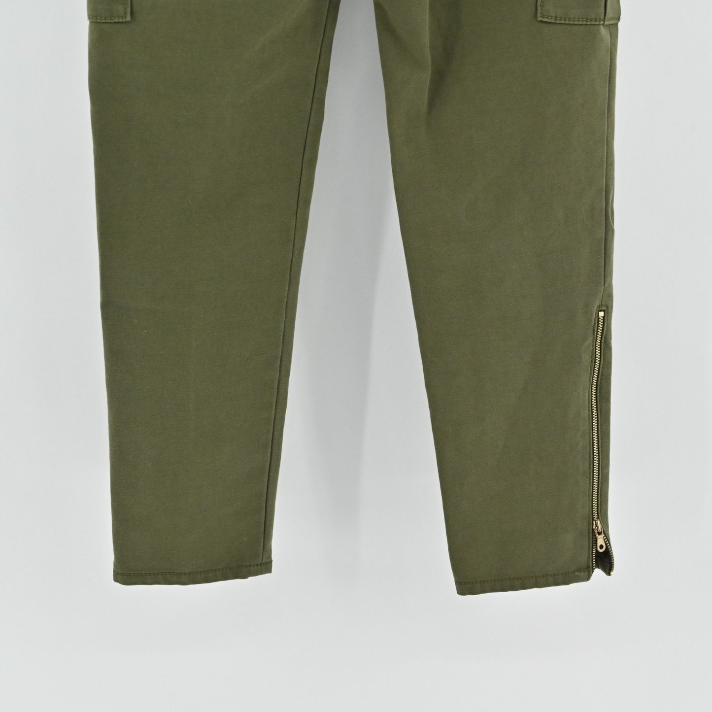 Kate Spade Havana Alma Green Cargo Pants Size 00 Slim Cropped Pocket Zip Trouser