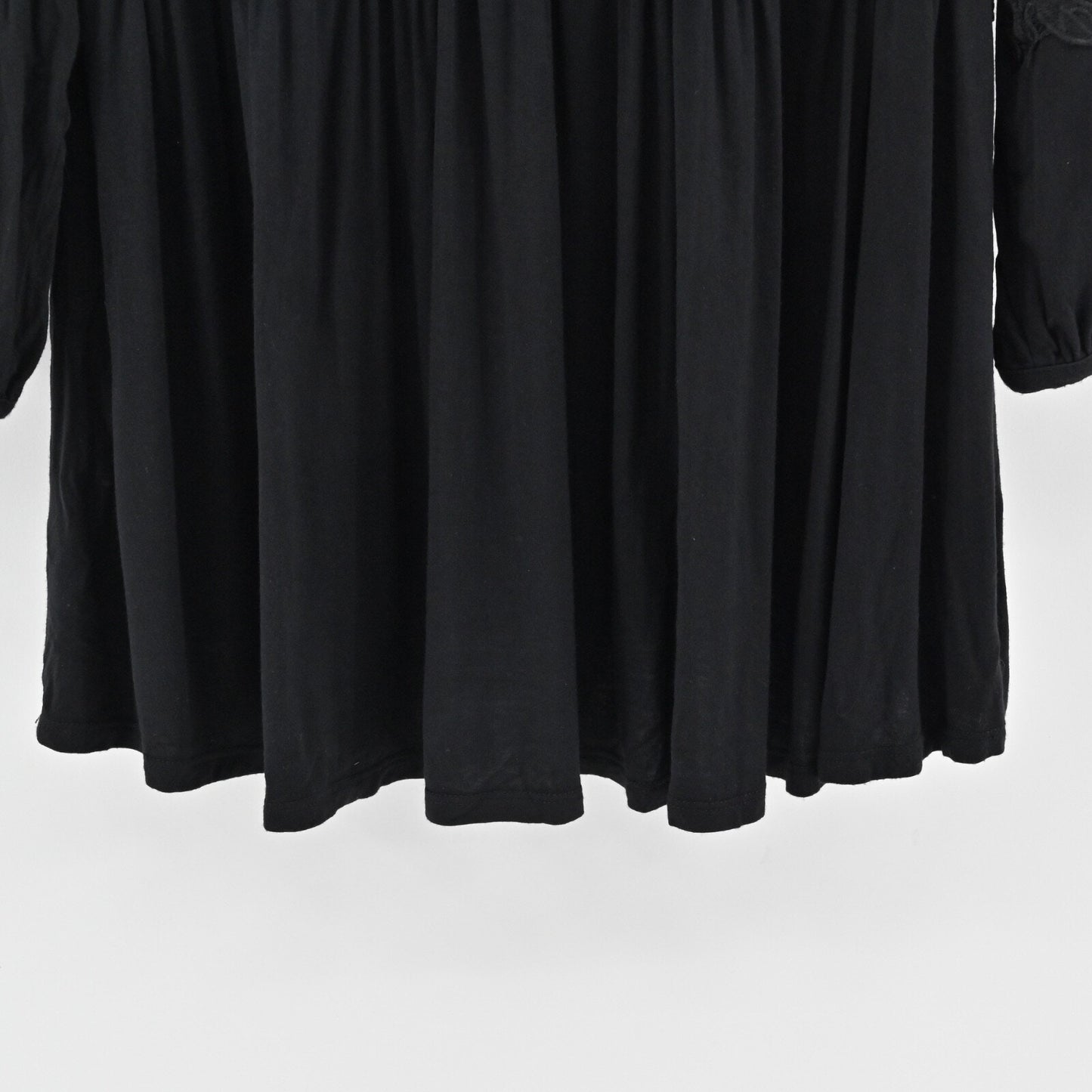 ANTHROPOLOGIE Top Womens Size M Black Crochet Lace Desi Babydoll Boho DELETTA