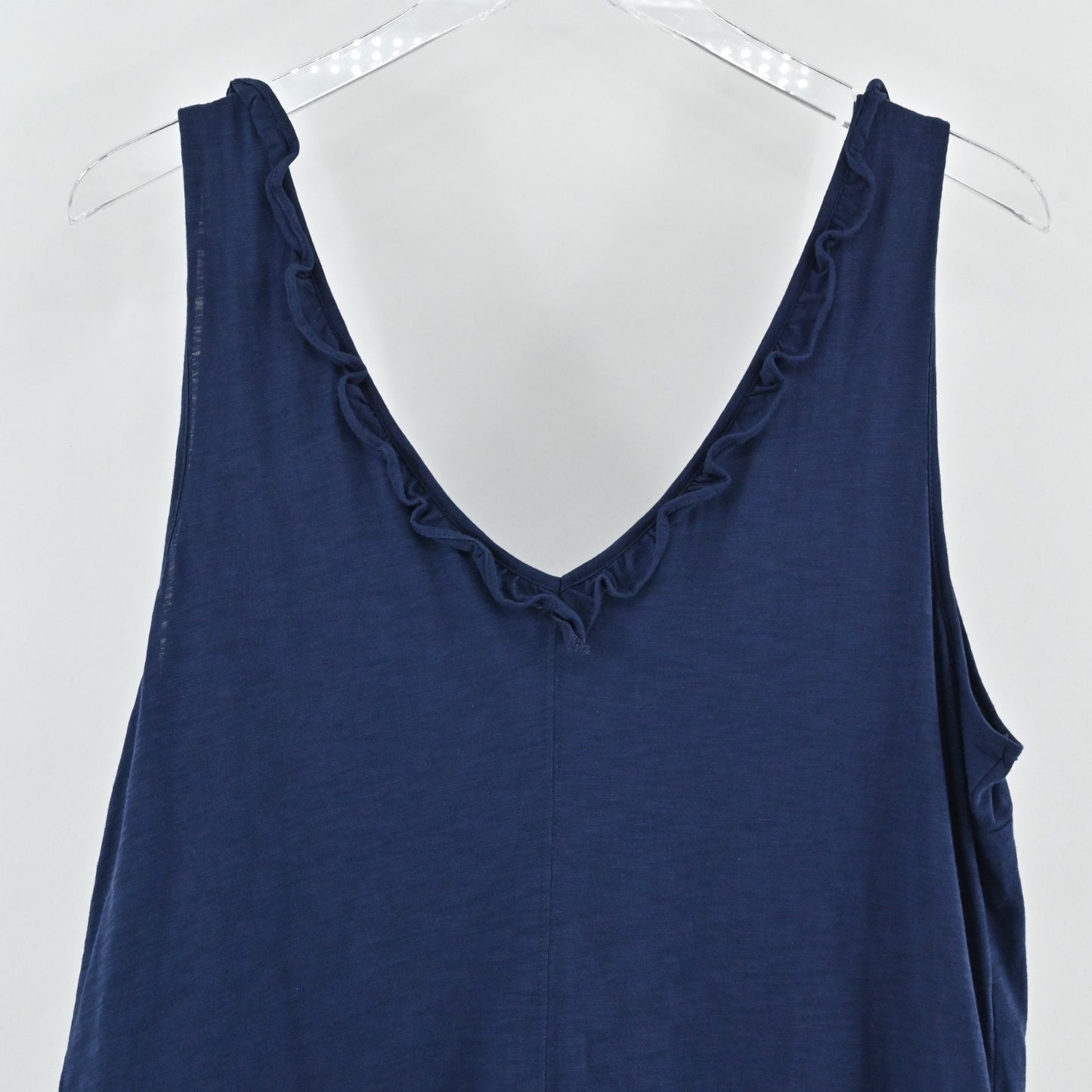 Lilly Pulitzer Womens Gigi Ruffle Tank Top Size XL Navy Blue Coastal Pima Cotton