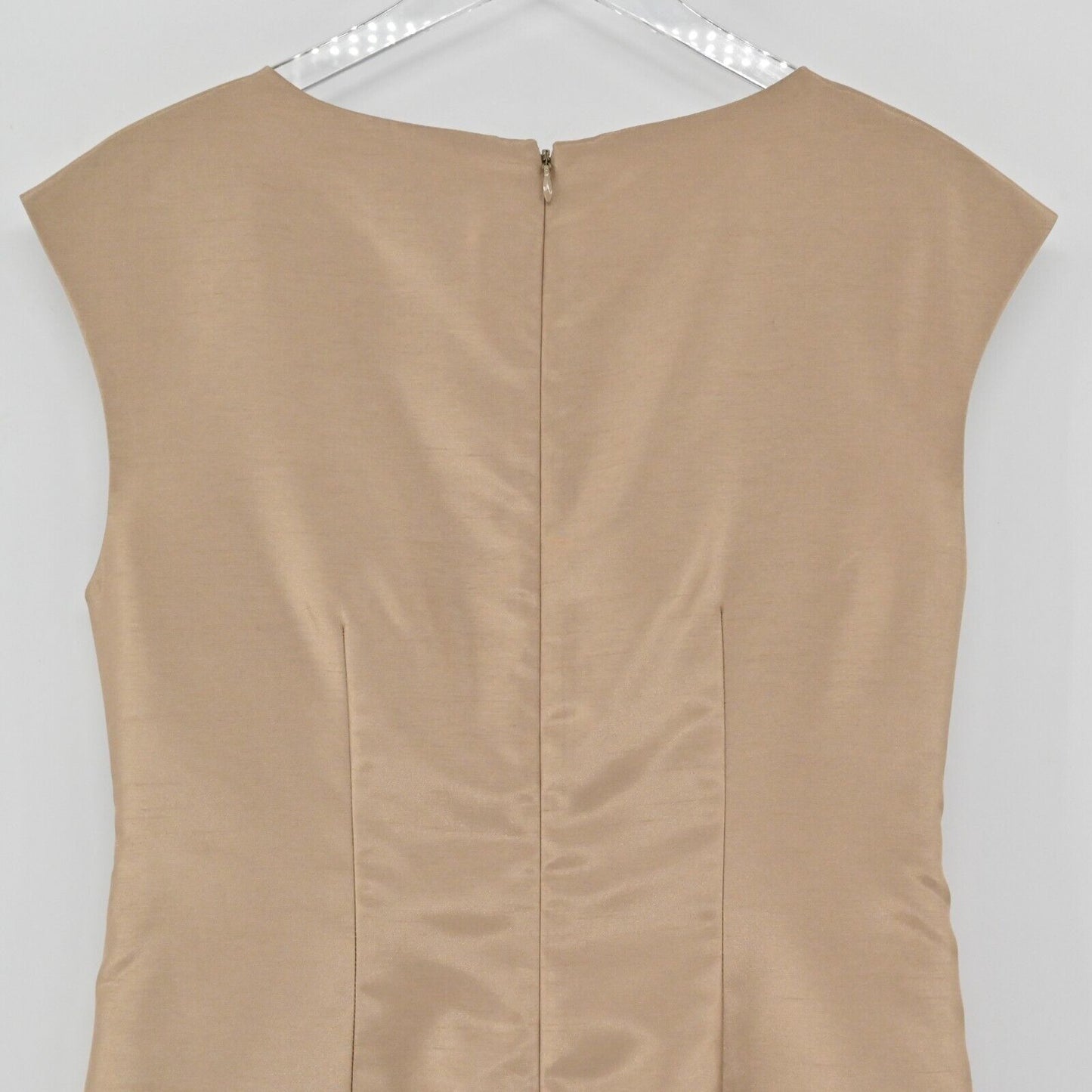 JESSICA HOWARD Dress Womens Sz 10 Champagne Pleated Rhinestone Sleeveless Sheath