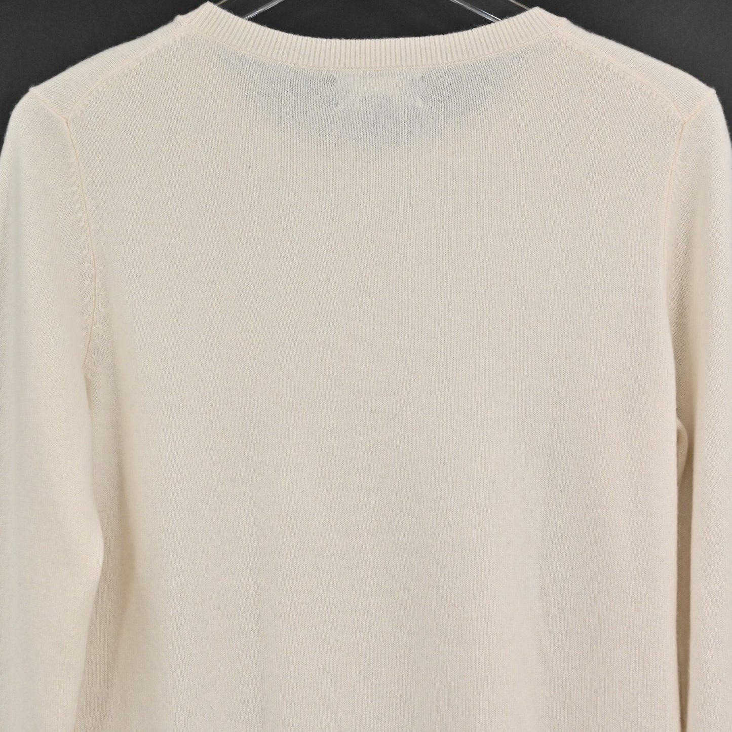 LANDS END Womens Cashmere Sweater Size S Cream Knit Crew Neckline Classic Luxury