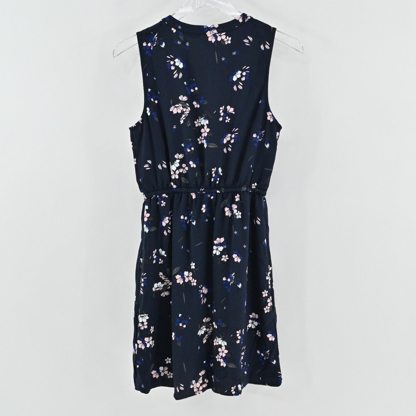 41 Hawthorn Womens Sleeveless Floral Mini Dress Size S Navy Pink Drawstring NEW