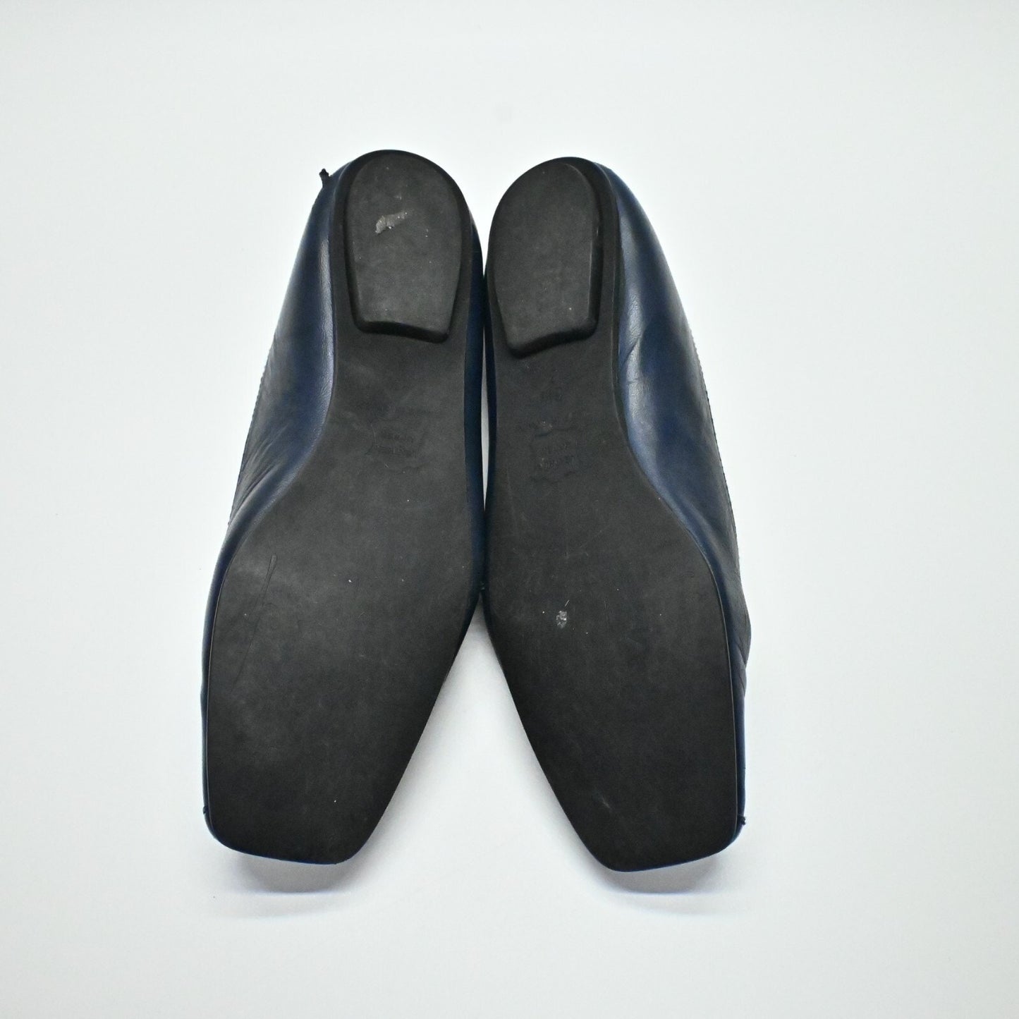 FRENCH SOLE Flats Womens Sz 6.5 B Navy Leather Gold Zip Slip On Ballet Shoe FSNY