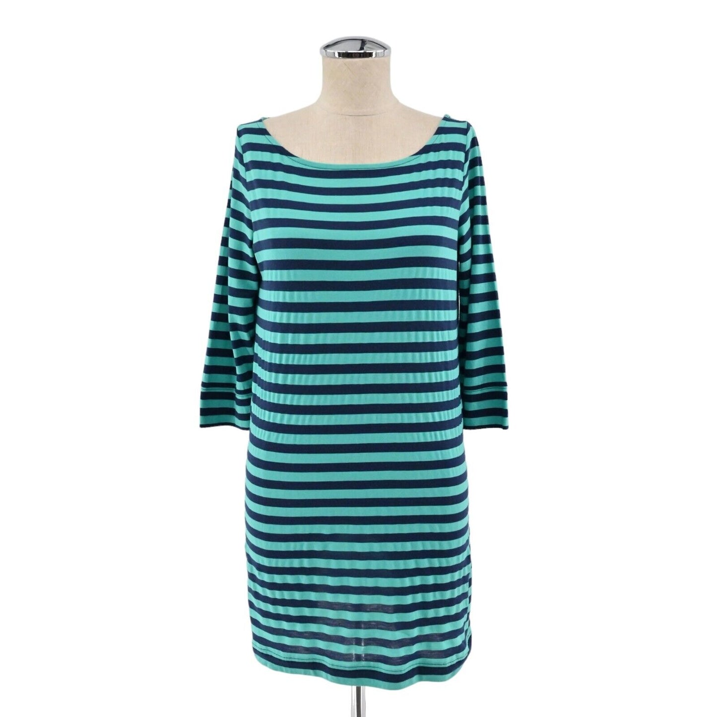 LILLY PULITZER Dress Womens Sz XS Blue Stripe Cassie Boat Neck 3/4 Sleeve Cotton