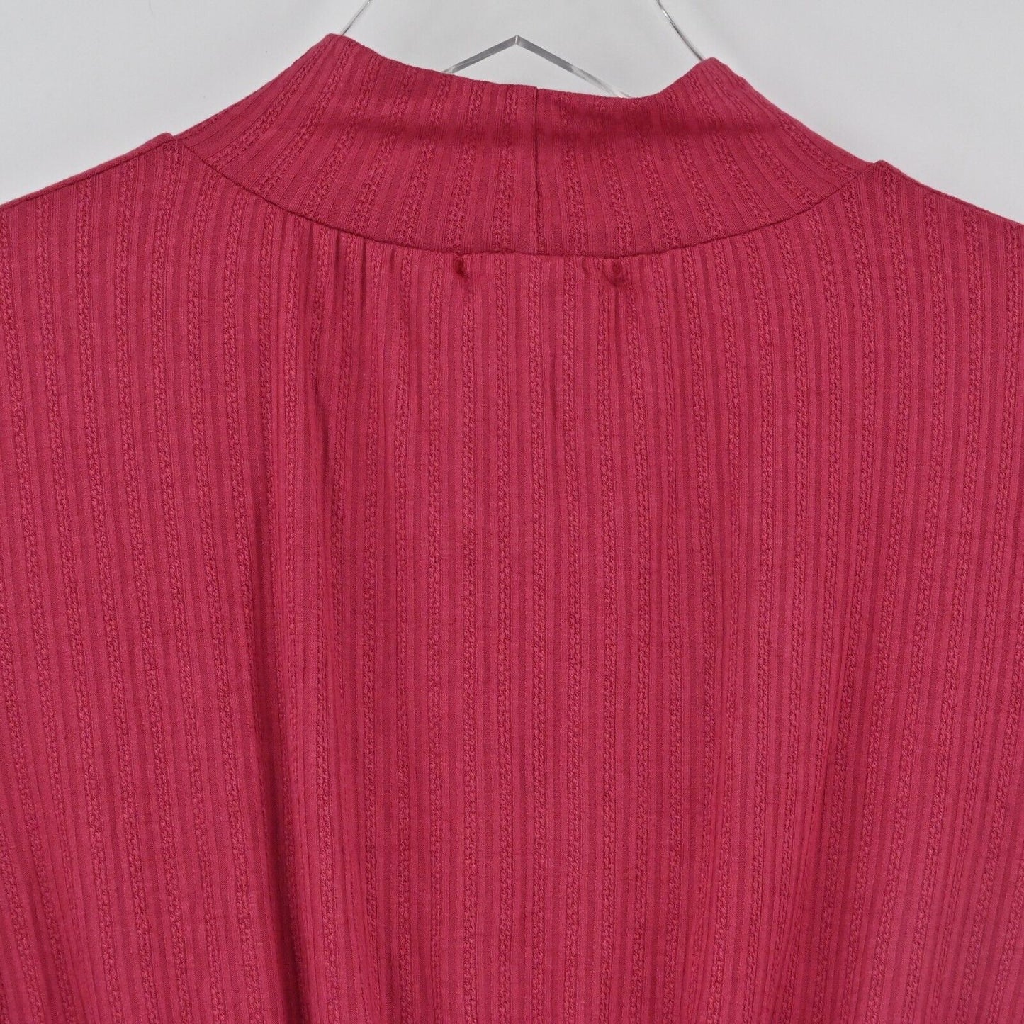 LOST WANDER Top Womens Sz XS Pink Smocked Hem Blouse Mock Neck Long Sleeve NEW