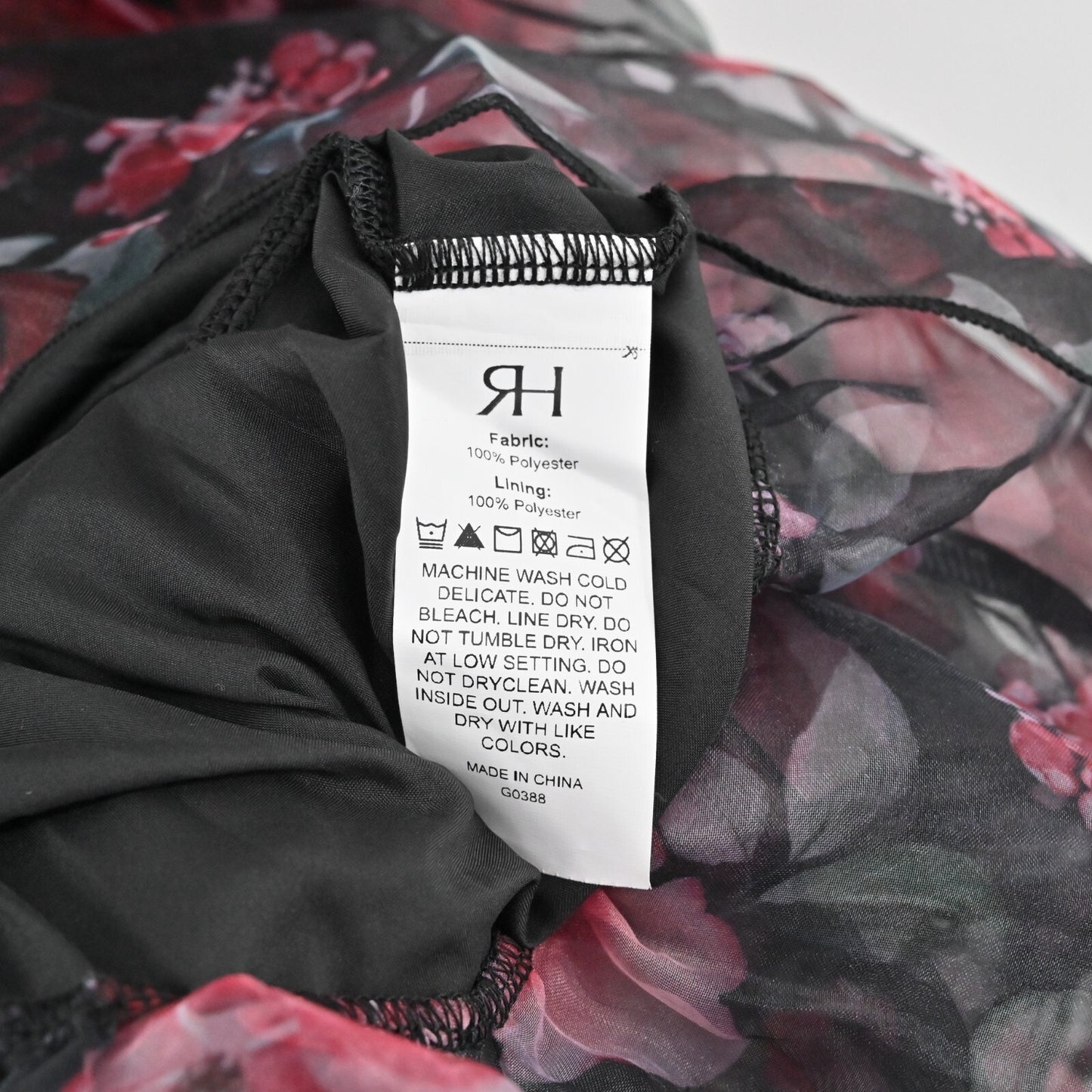 RIHOAS Dress Size S VNeck Floral Print Tiered Layered Halter Midi Black Pink NEW