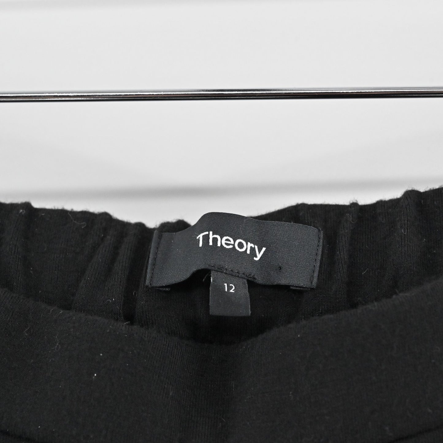 THEORY Womens Demitria Pants Size 12 Black Vent Slit Double Knit Flare High Rise