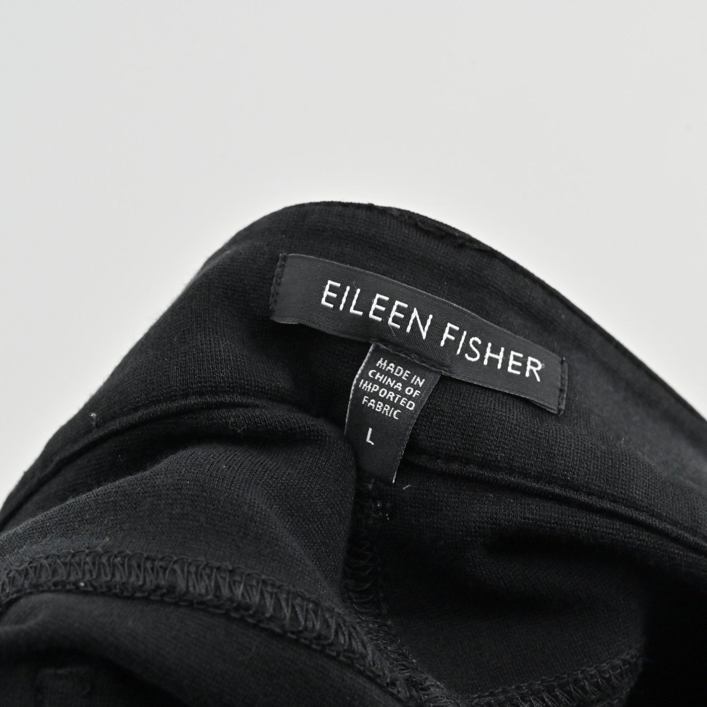 Eileen Fisher Womens Zip Ankle Pants Size L Black Skinny Leg Casual Stretch
