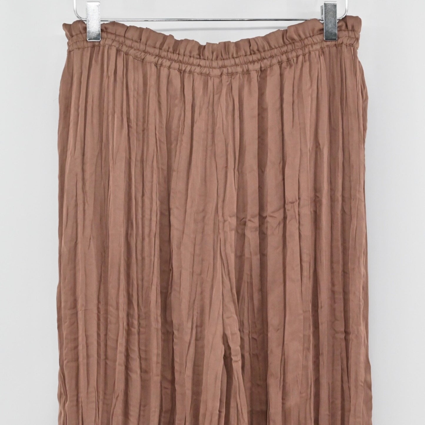 ANTHROPOLOGIE Womens Bria Joggers Size M Satin Brown Pleated SATURDAY SUNDAY