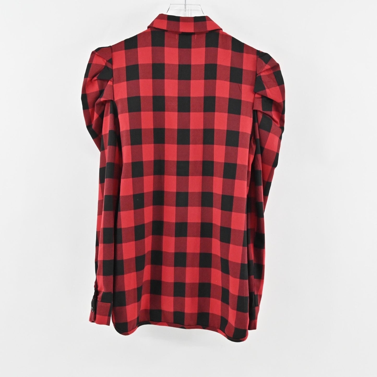BADGLEY MISCHKA Top Womens Size S Red Black Gingham Button Front Pocket Blouse