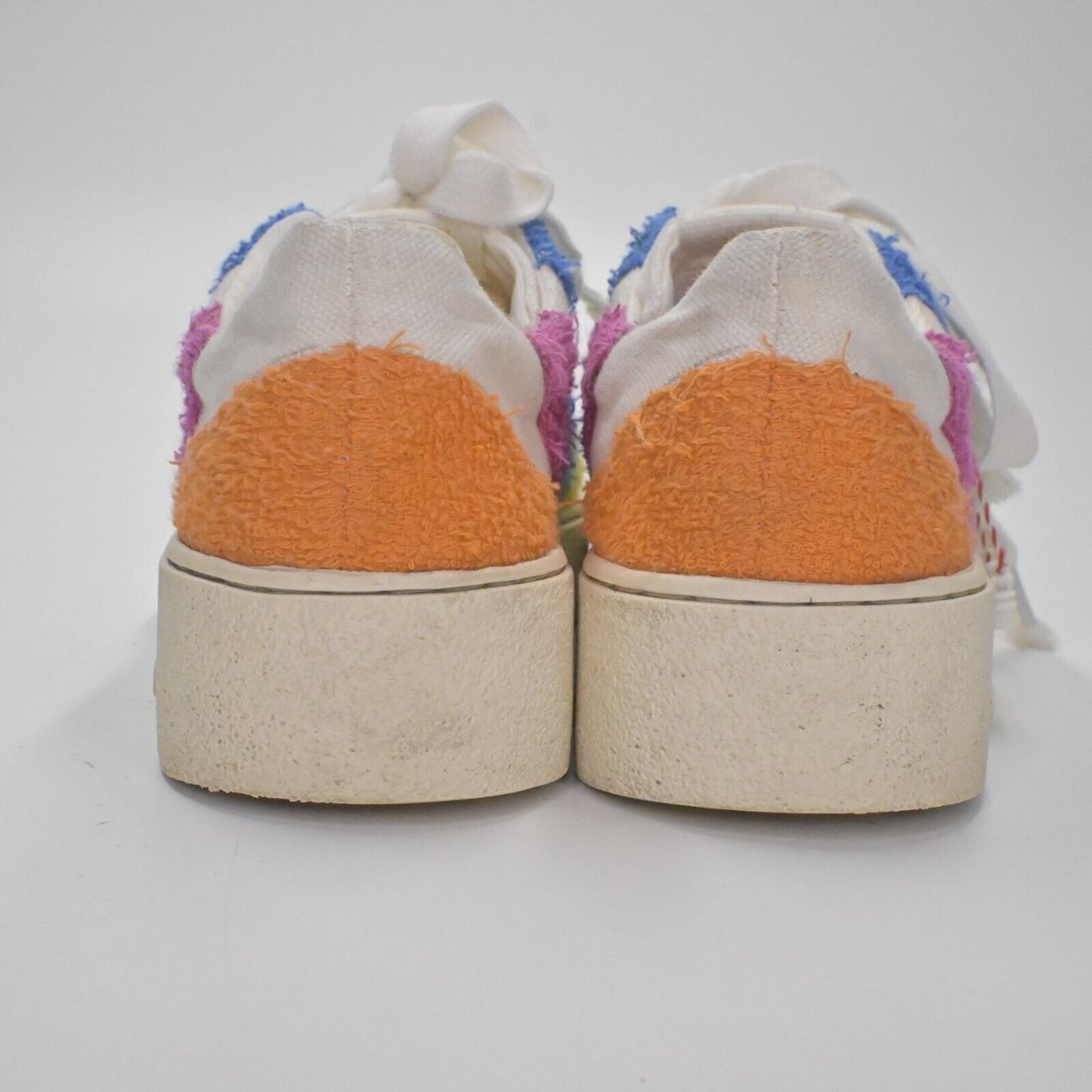 FARM RIO Rainbow Sneakers Womens Sz 7.5 Platform Shoe Pink Green Picnic Crochet