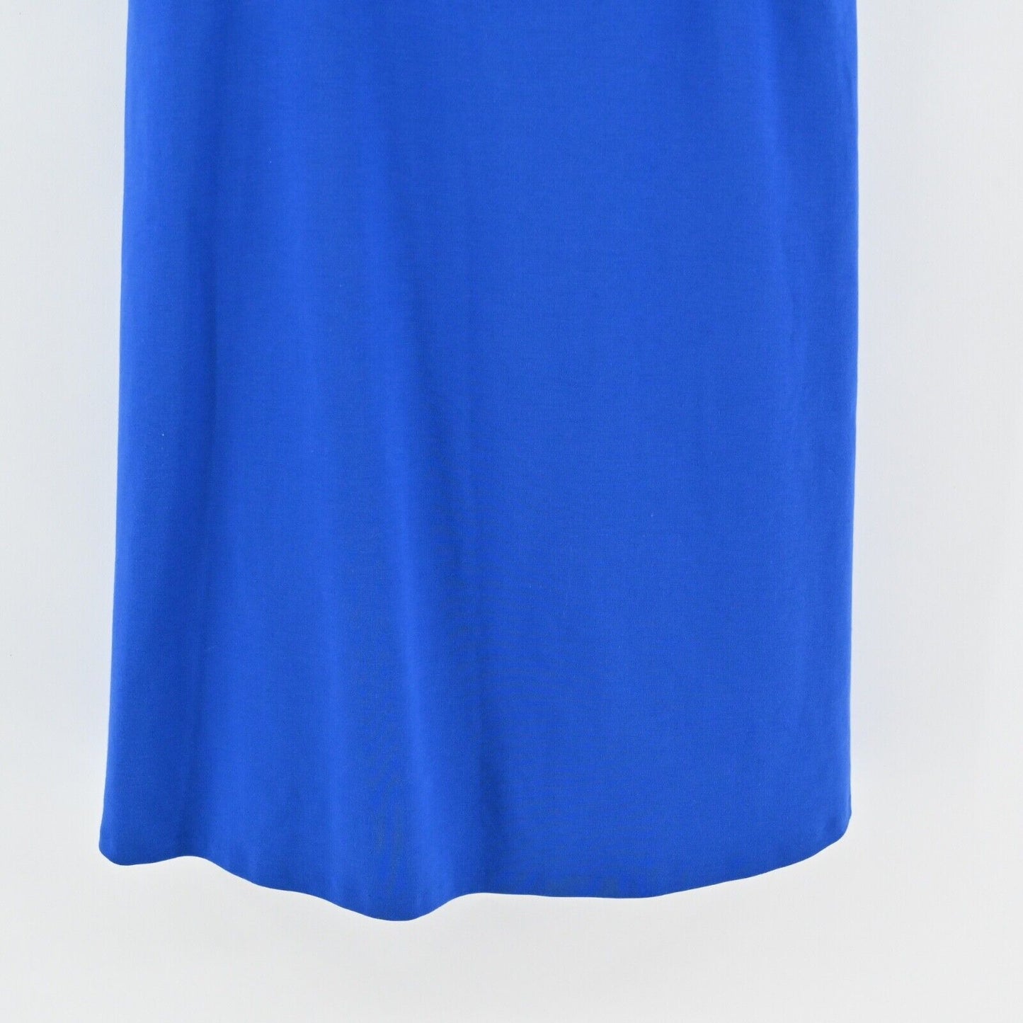 H by HALSTON Dress Sz 6 Blue Ruffle Flutter Sleeve Faux Wrap V Neck Jersey Shift