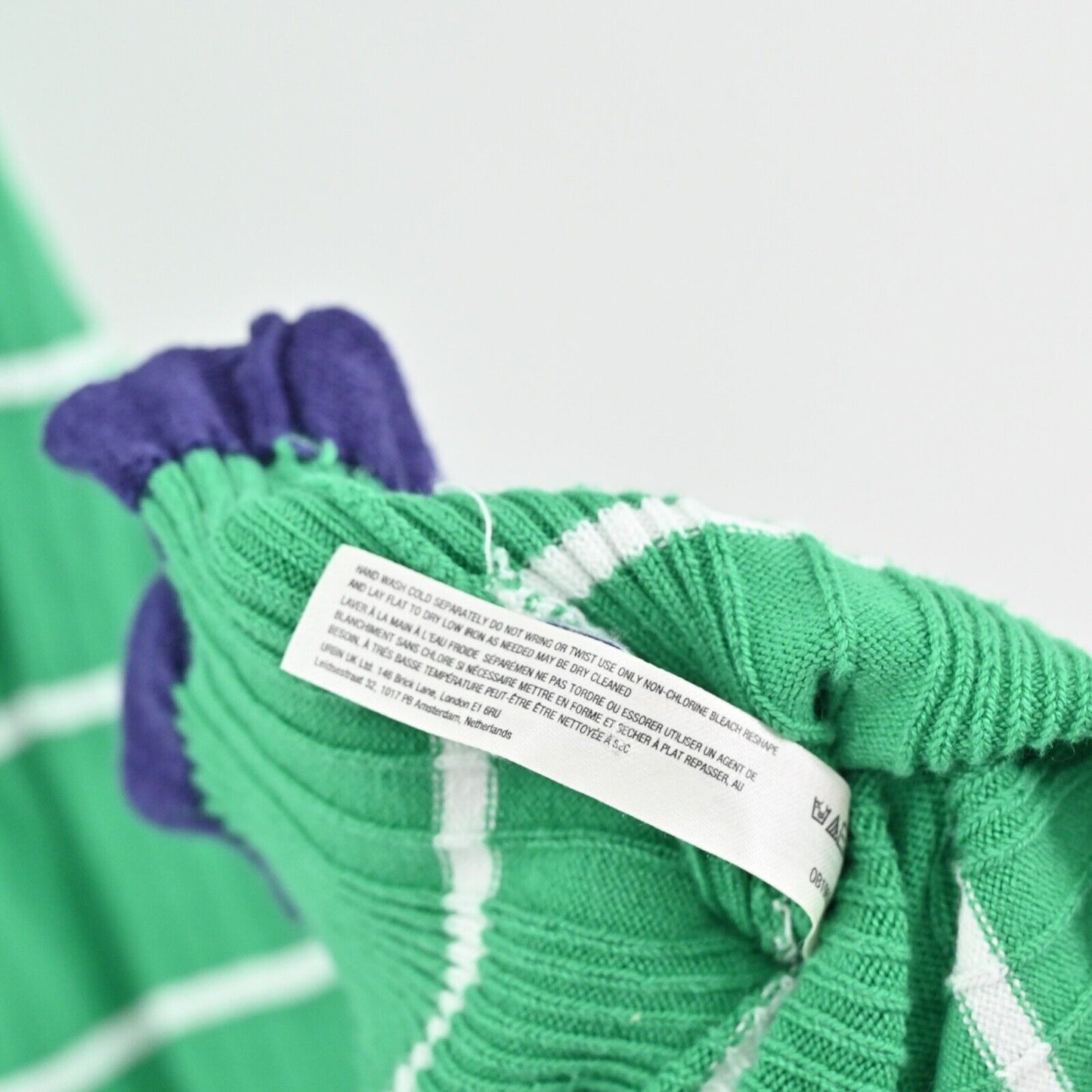 ANTHROPOLOGIE Dress Size XL Green Stripe Cotton Knit Ruffle Midi DAILY PRACTICE